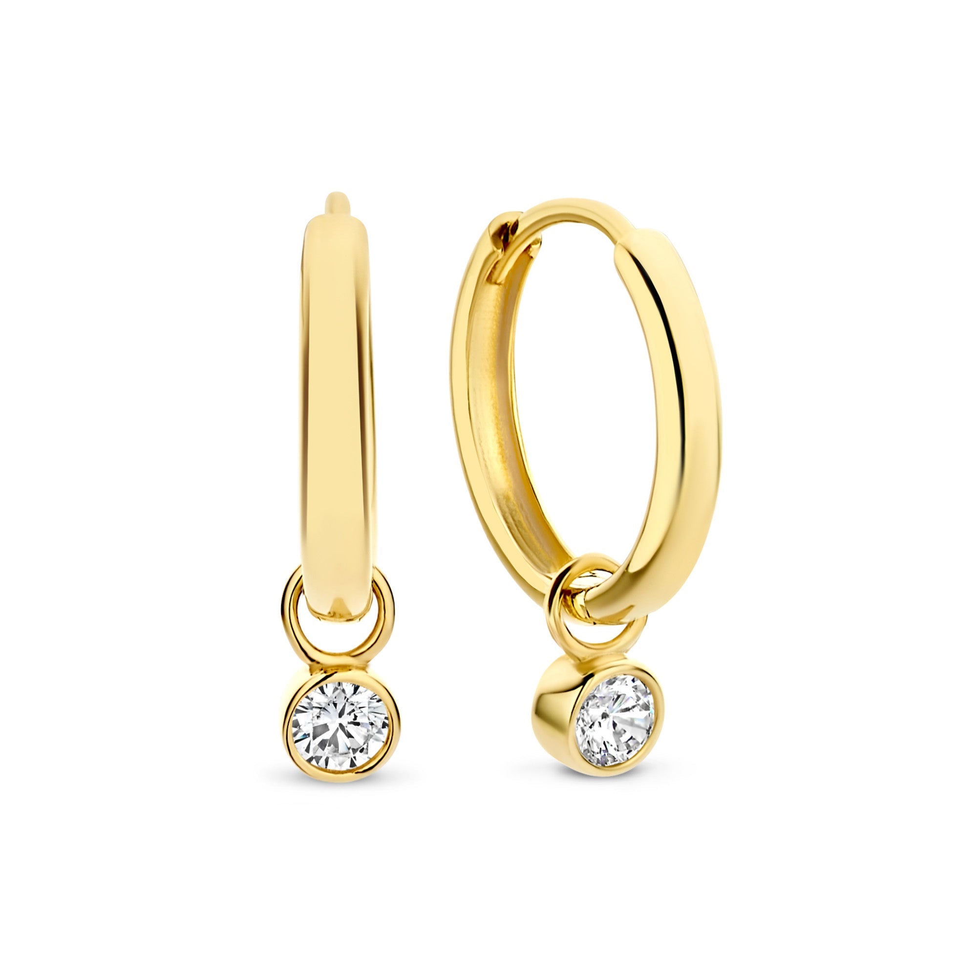 Rivoli Aélys 14 karat gold hoop earrings with zirconia stone
