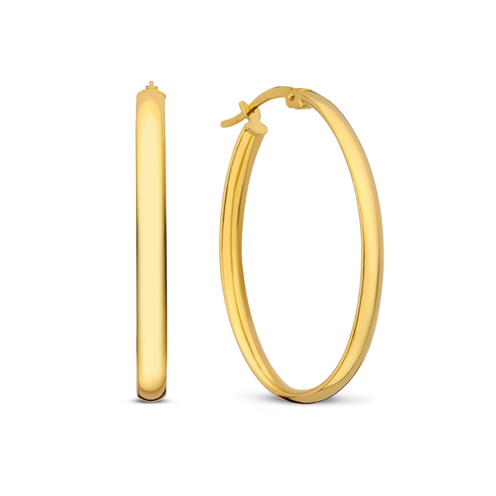 Rivoli Flori 14 karat gold oval hoop earrings (34 mm)
