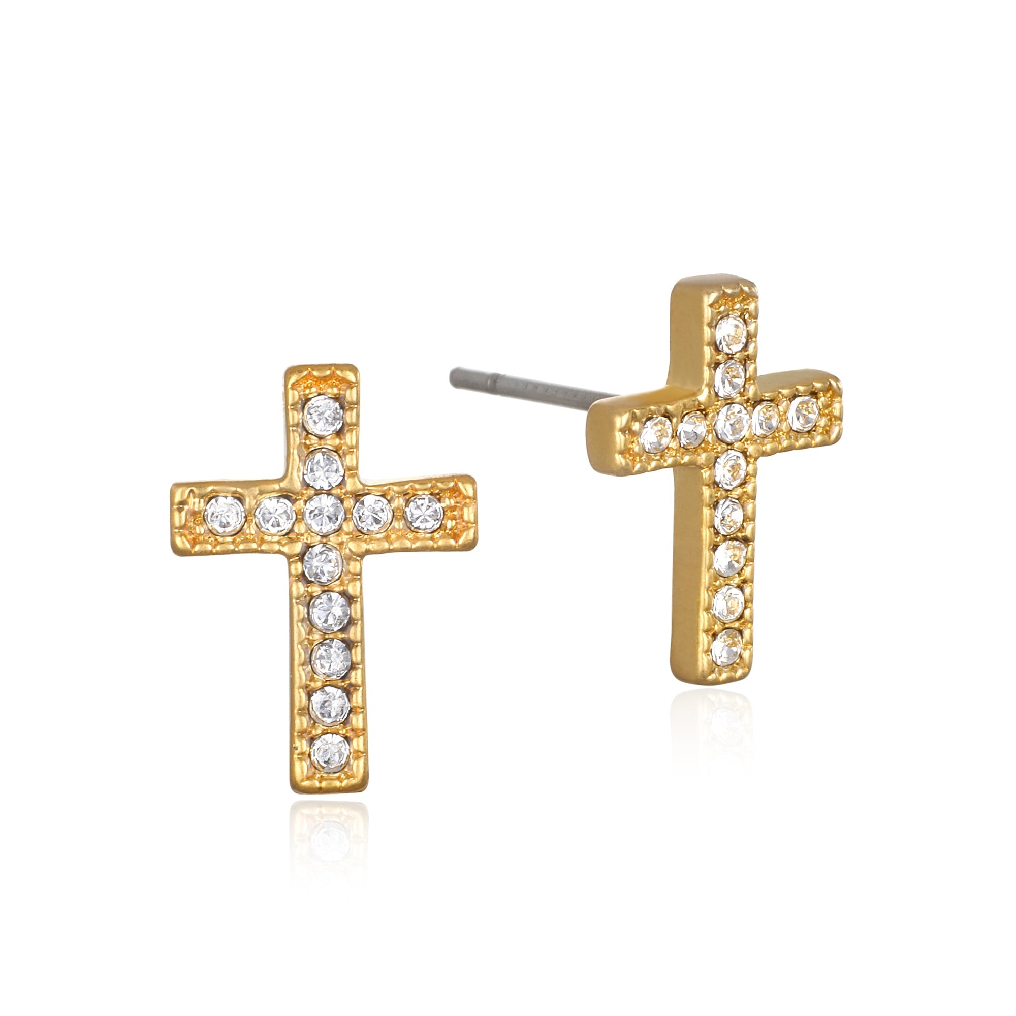 Pavé Cross Stud Earrings