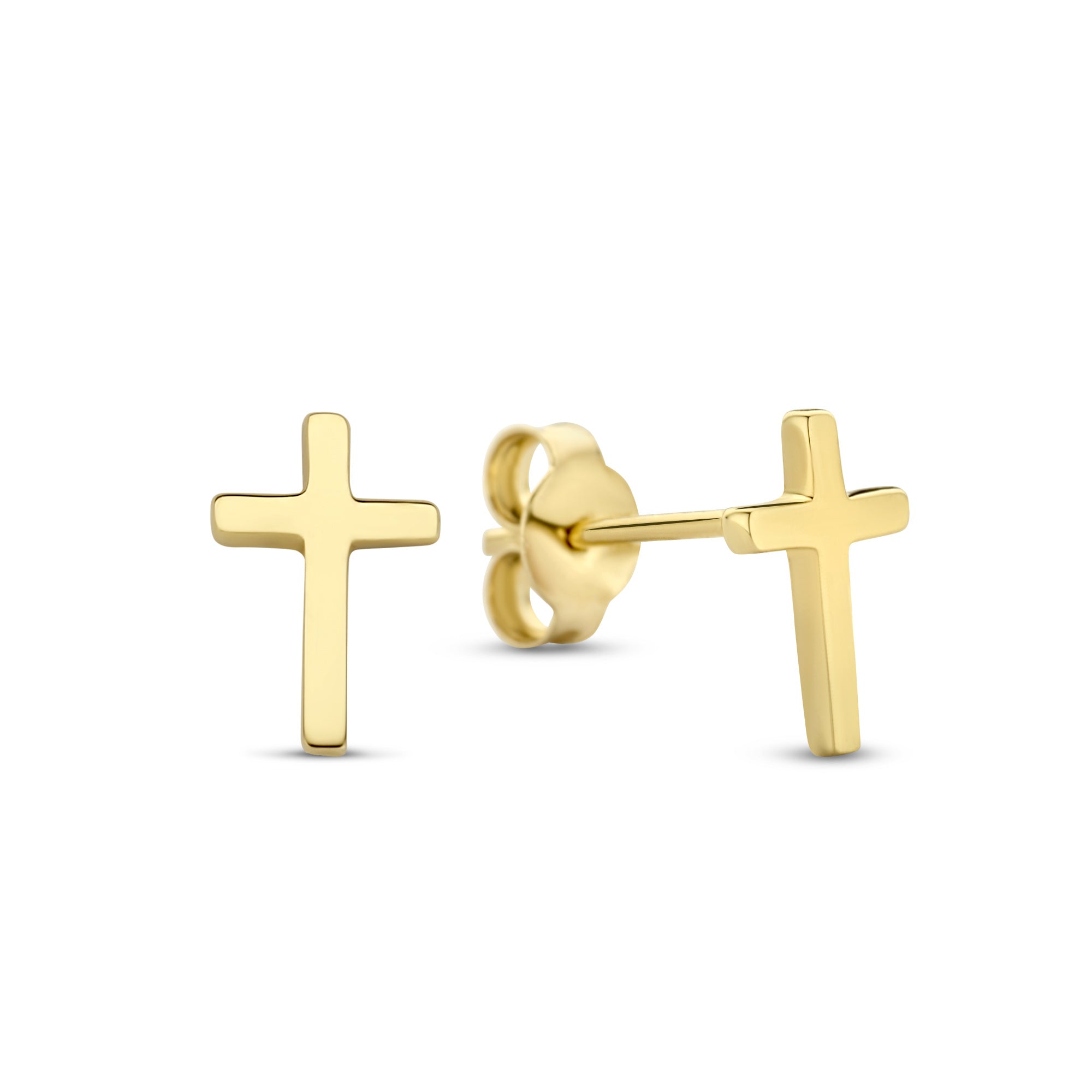 Monceau Solange 14 karat gold stud earrings with cross