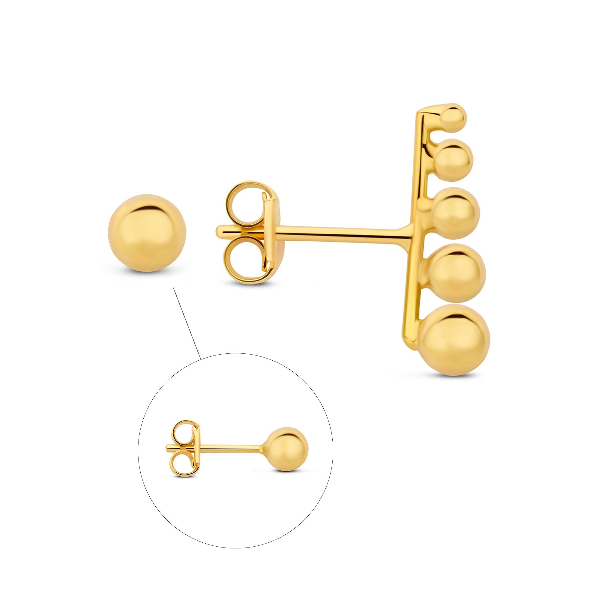 Rivoli Cézanne 14 karat gold earrings with 2 ear studs