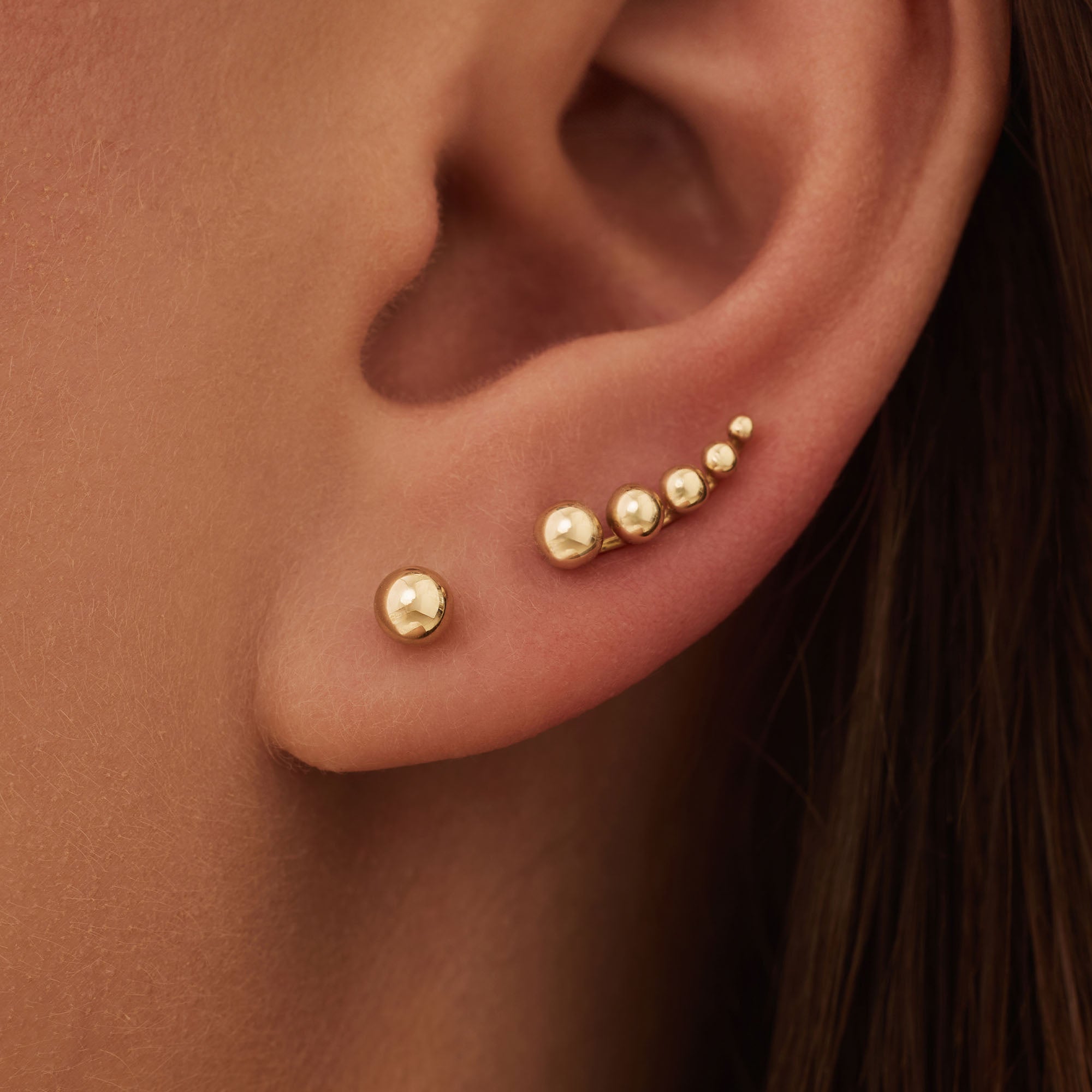 Rivoli Cézanne 14 karat gold earrings with 2 ear studs