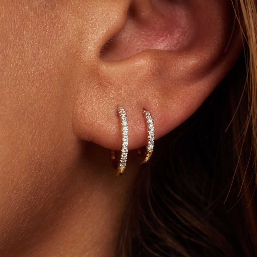 De la Paix Madeline 14 karat gold hoop earrings with diamond 0.11 ct
