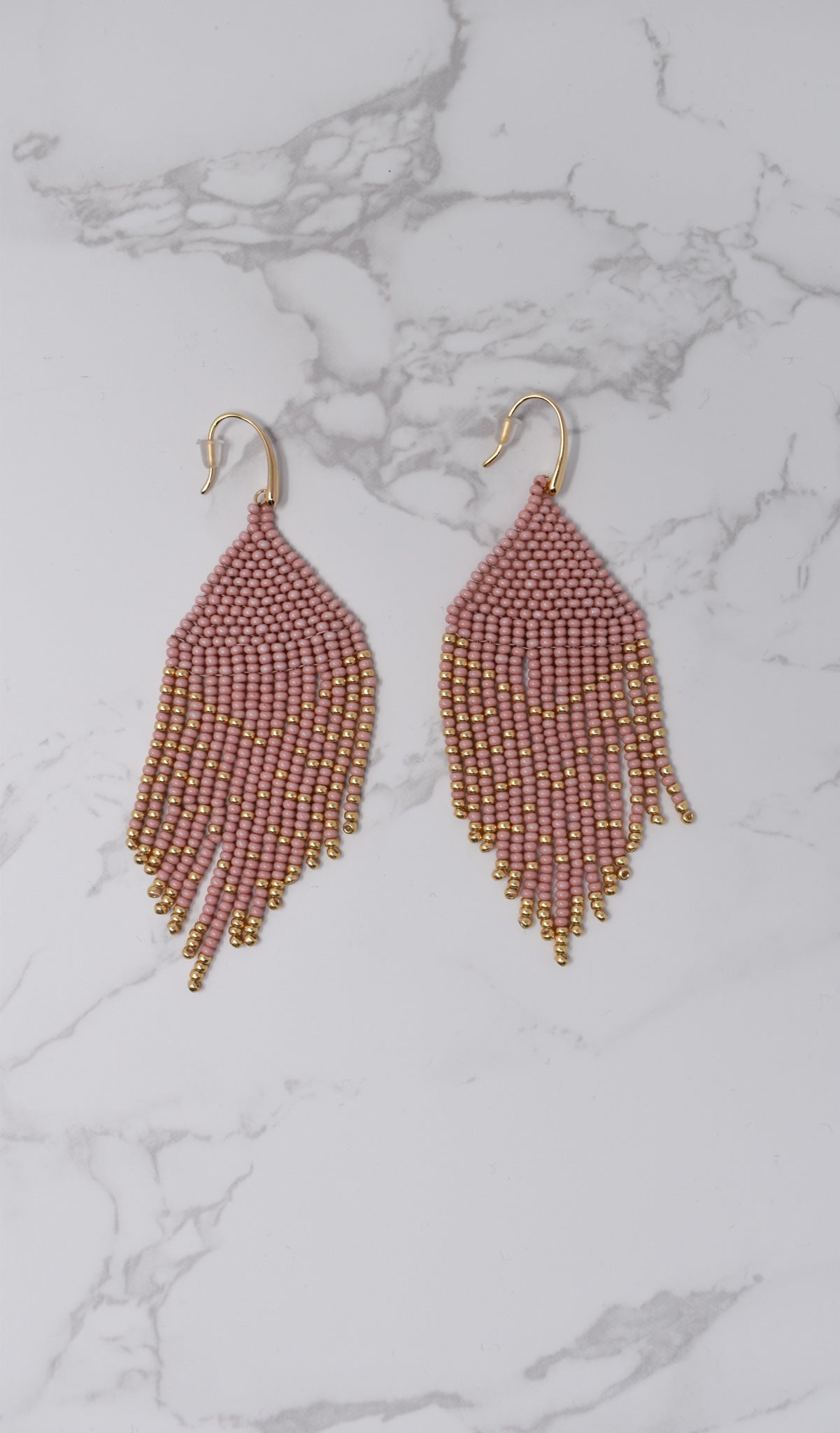 Hand beaded dangle earrings