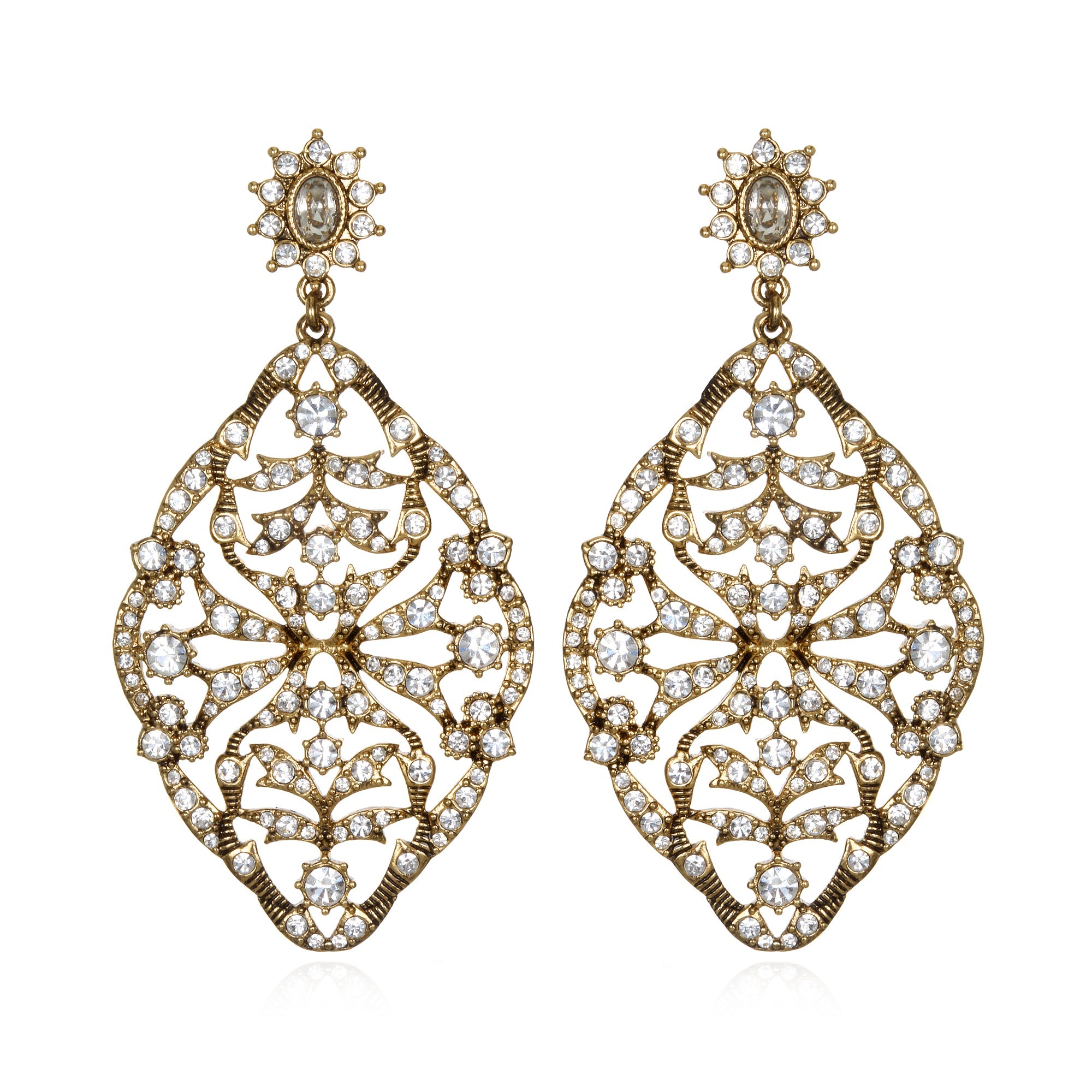 Gold Deco Lace Drop Earrings