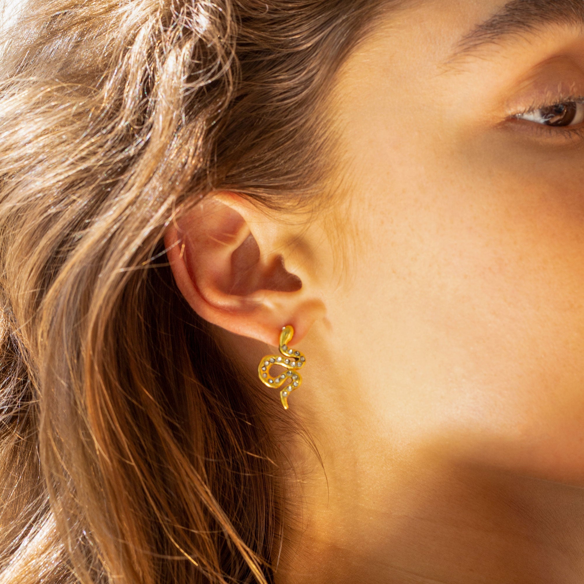 Golden Snake Stud Earrings