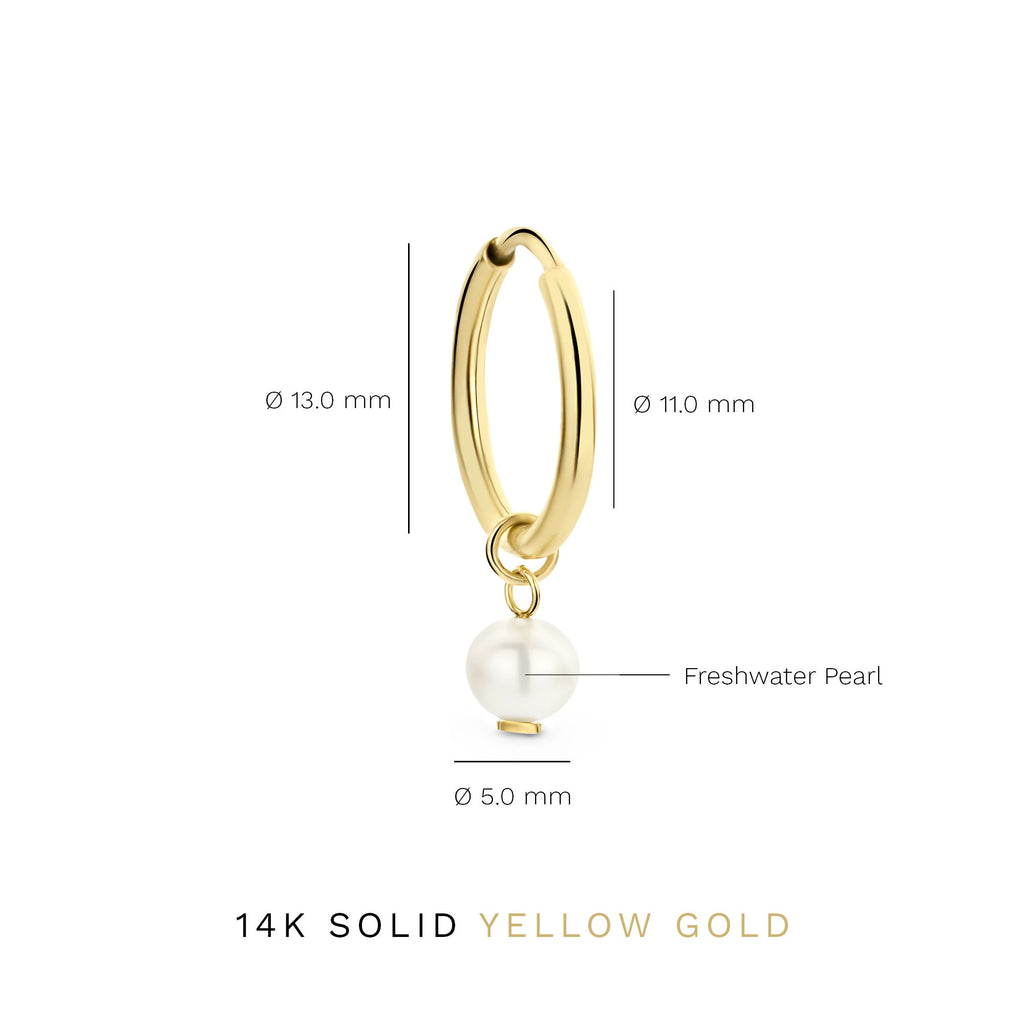 Belleville Luna 14 karat gold hoop earrings with freshwater pearl