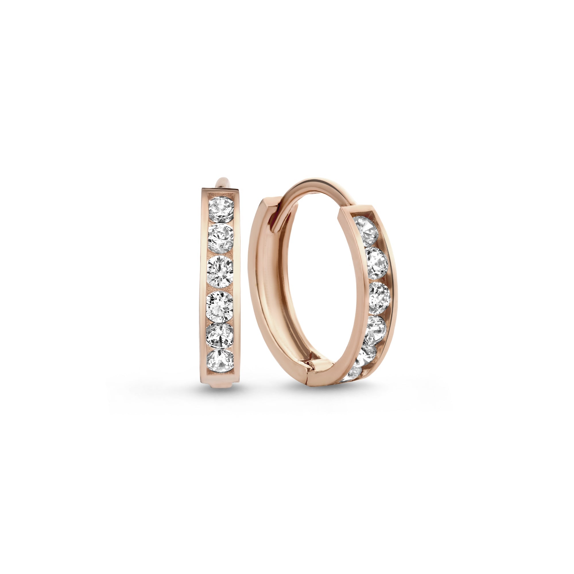 Cadeau d'Isabel 14 karat rose gold earring set with zirconia stones