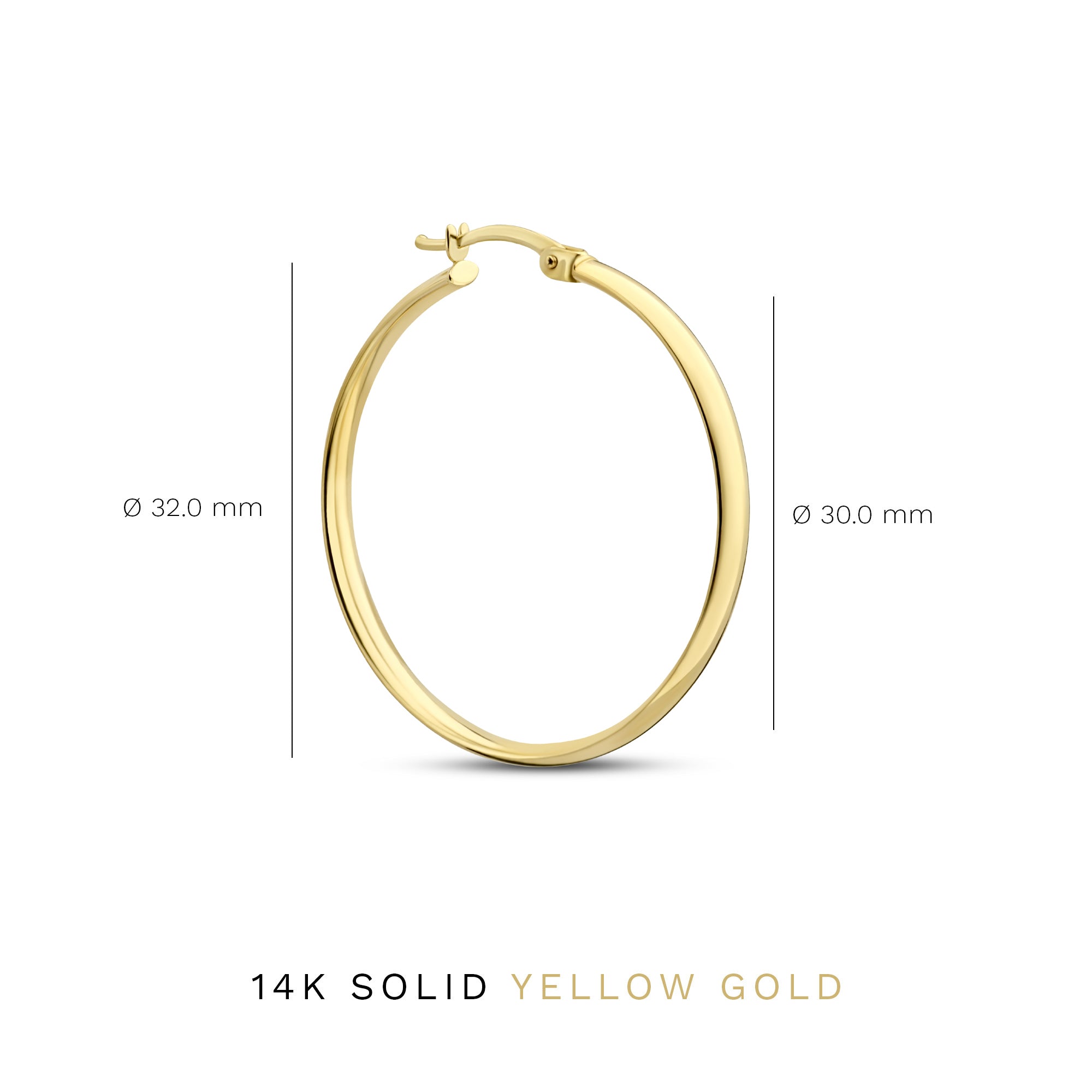 Rivoli Estrella 14 karat gold hoop earrings (32 mm)