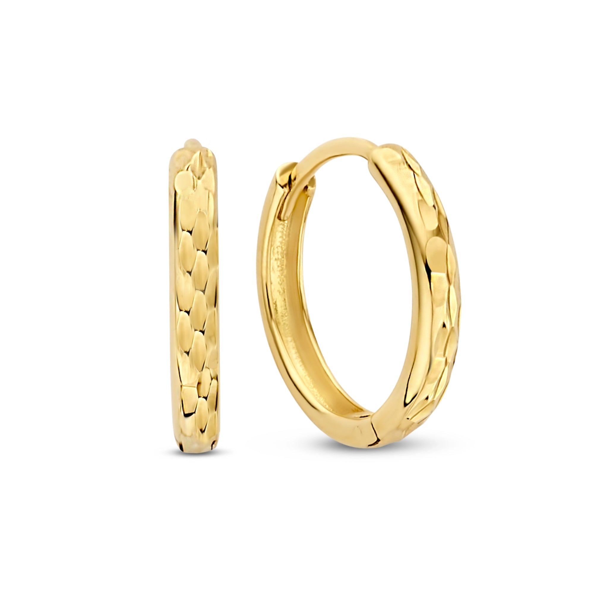Rivoli Laura 14 karat gold hoop earrings with diamond cut