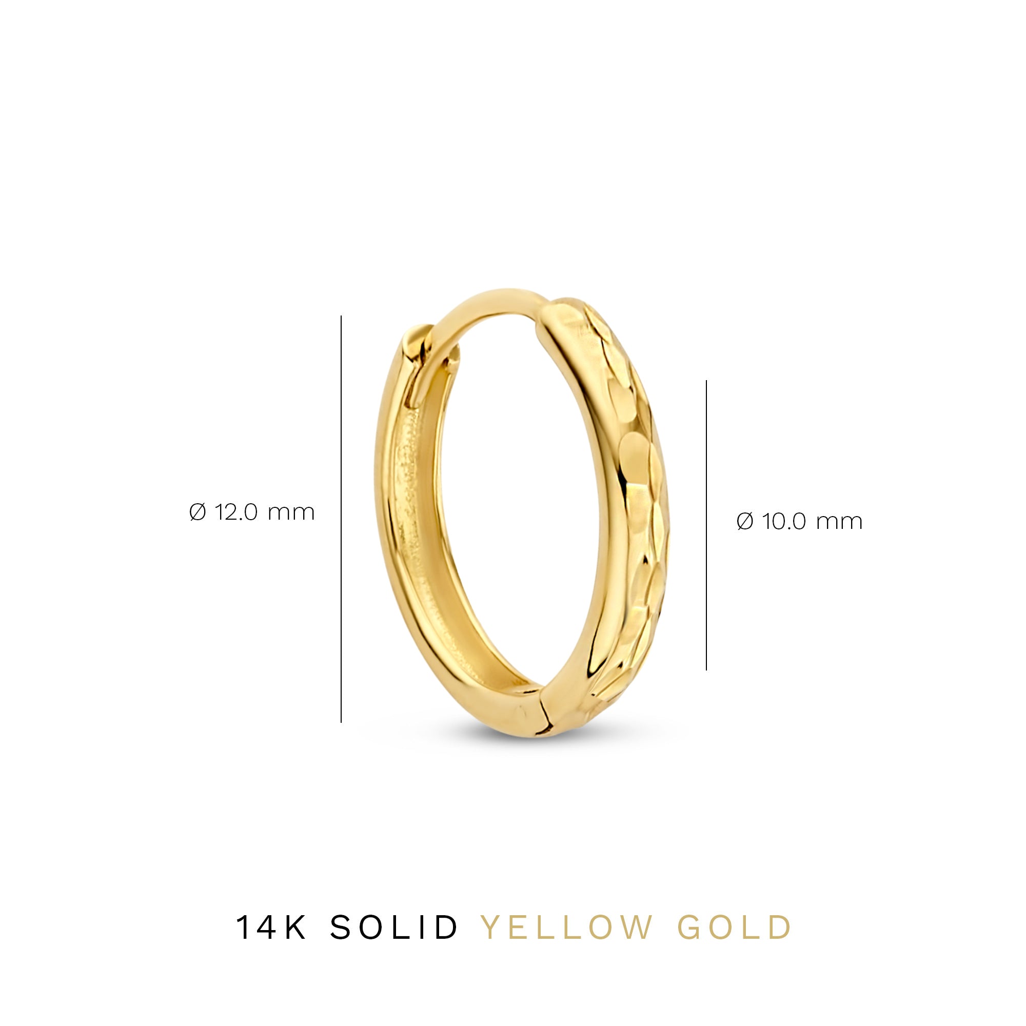 Rivoli Laura 14 karat gold hoop earrings with diamond cut