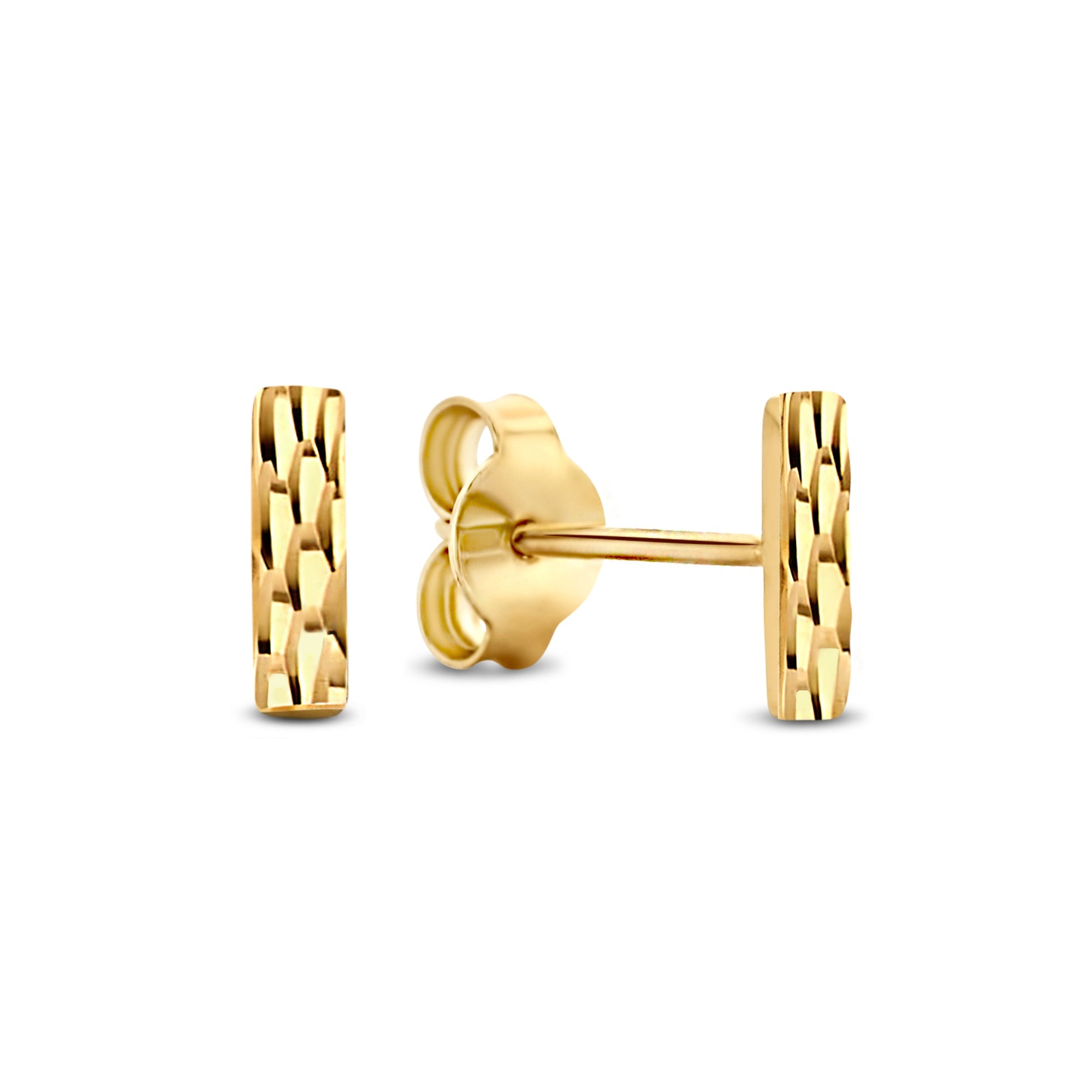 Rivoli Laura 14 karat gold stud ear studs with diamond cut