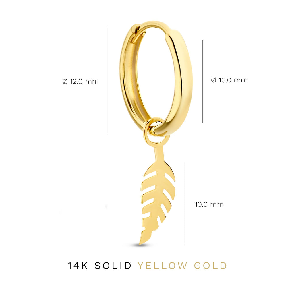 Cadeau d'Isabel 14 karat gold earring set with feather