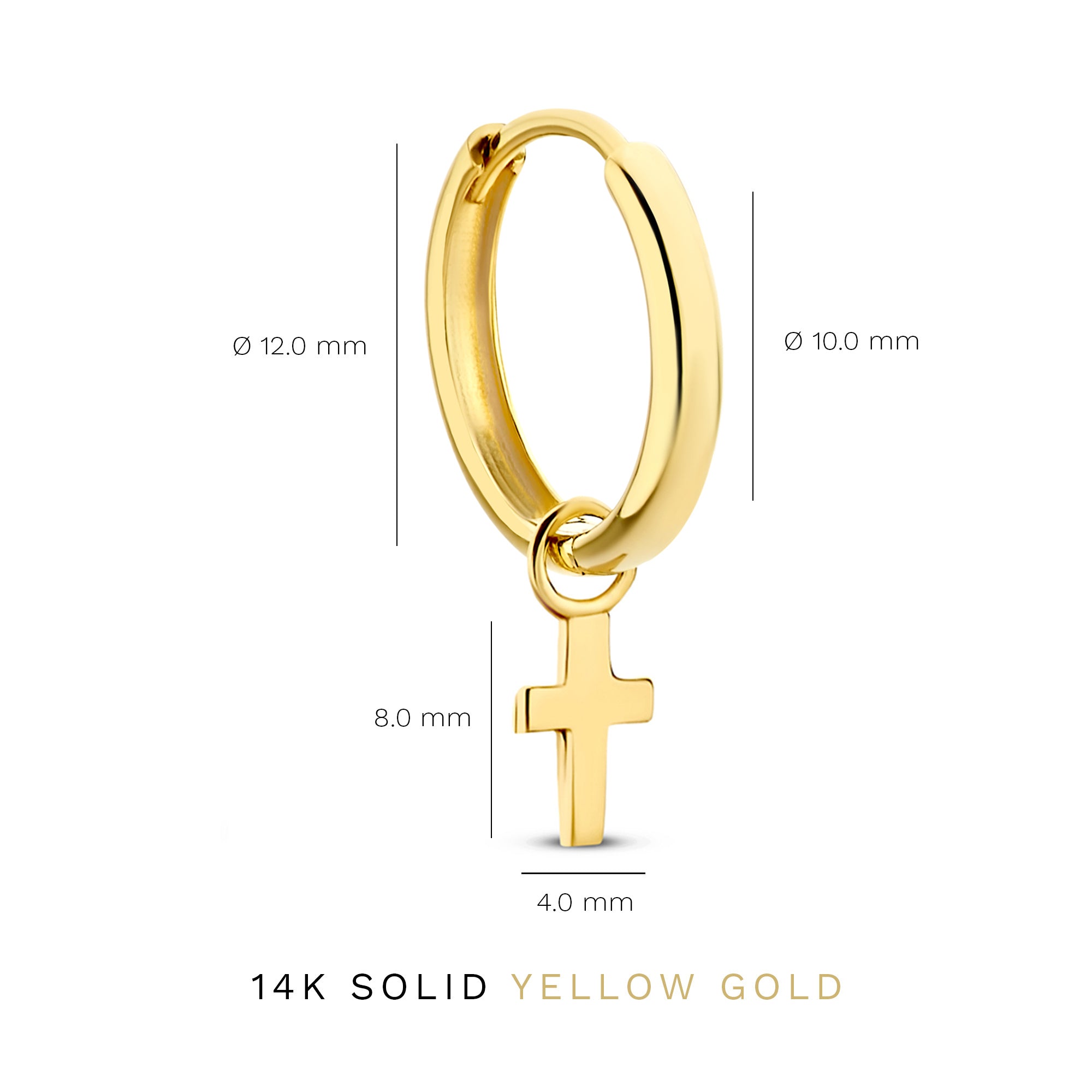 Monceau Solange 14 karat gold hoop earrings with cross