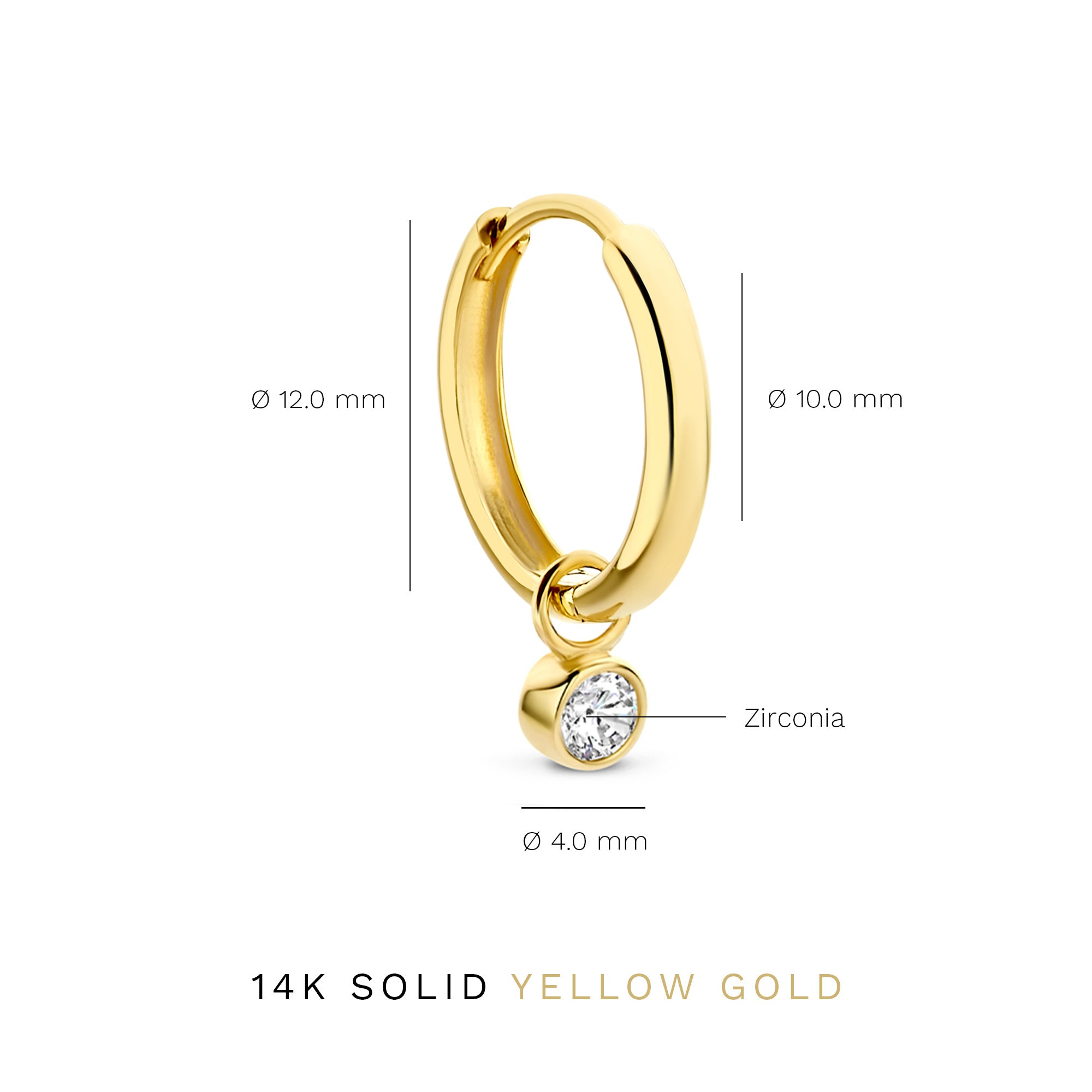 Rivoli Aélys 14 karat gold hoop earrings with zirconia stone