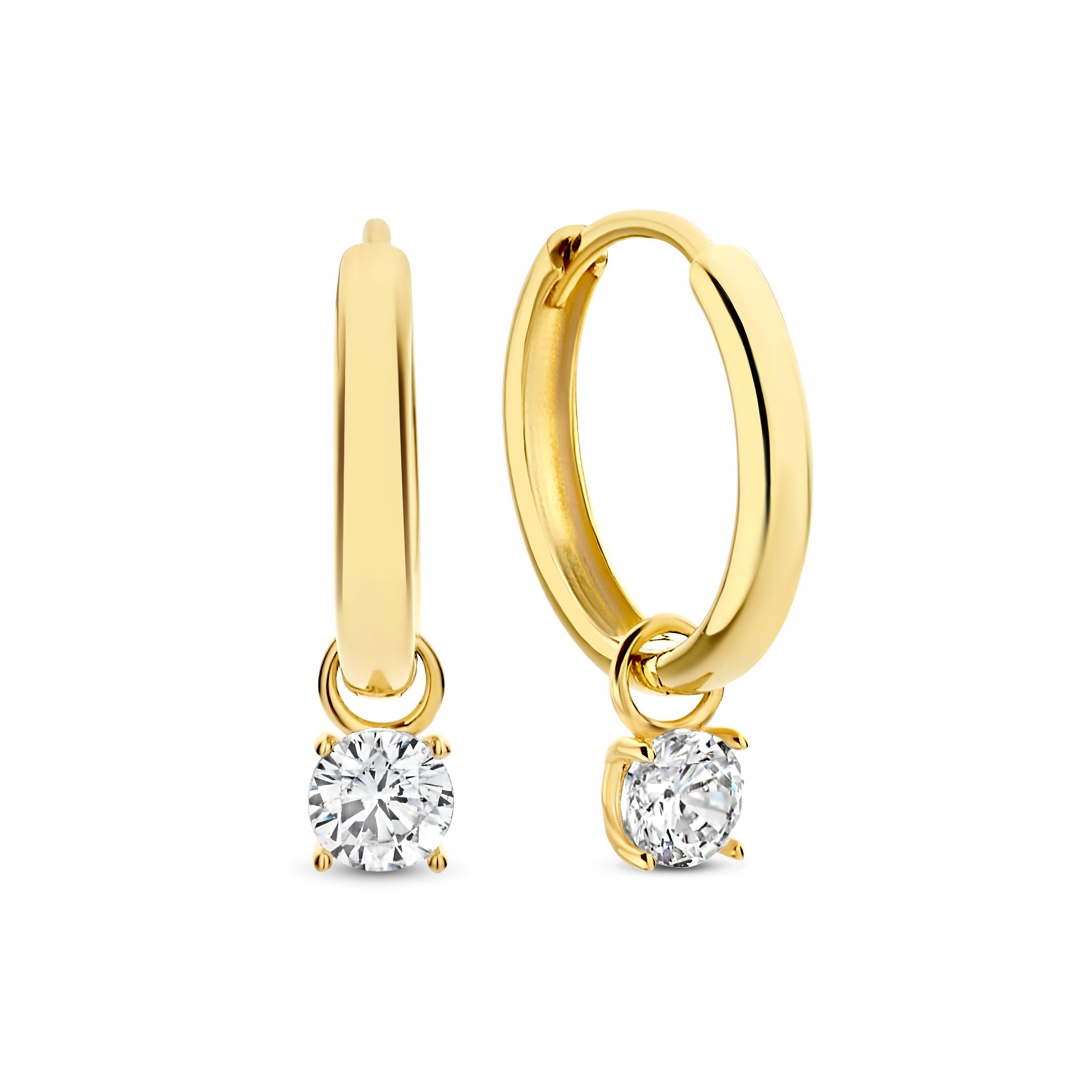 Cadeau d'Isabel 14 karat gold earring set with zirconia stones