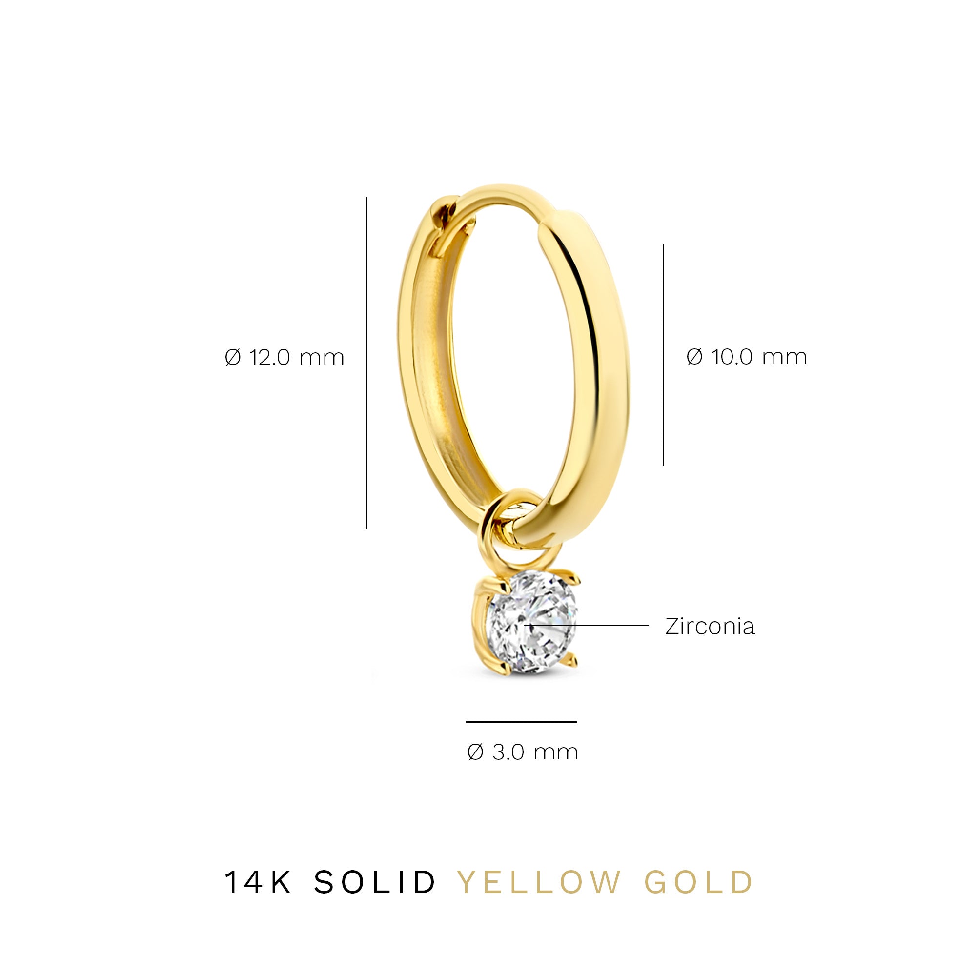 Cadeau d'Isabel 14 karat gold earring set with zirconia stones