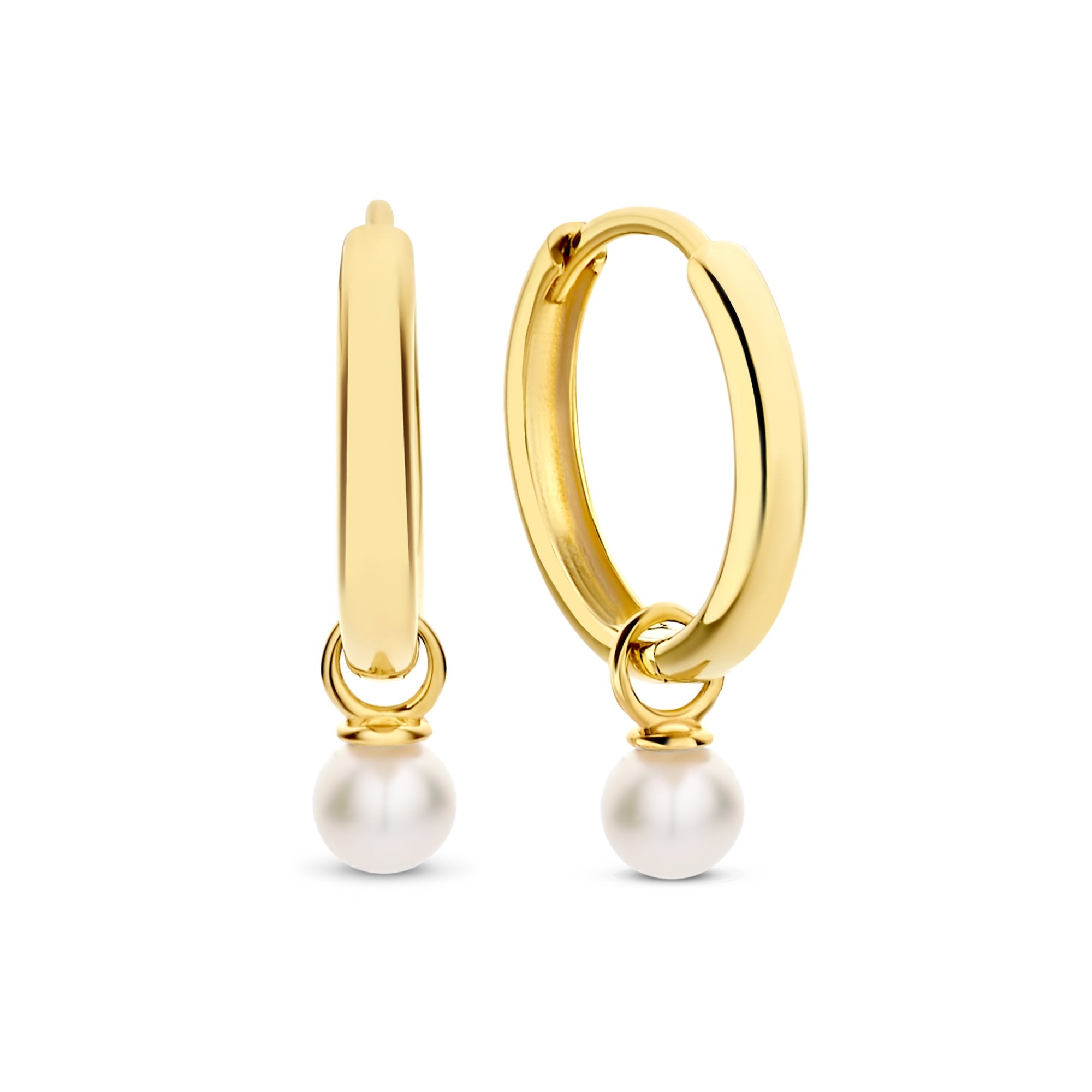 Belleville Luna 14 karat gold hoop earrings with freshwater pearl
