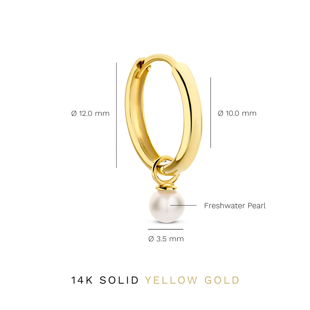 Belleville Luna 14 karat gold hoop earrings with freshwater pearl