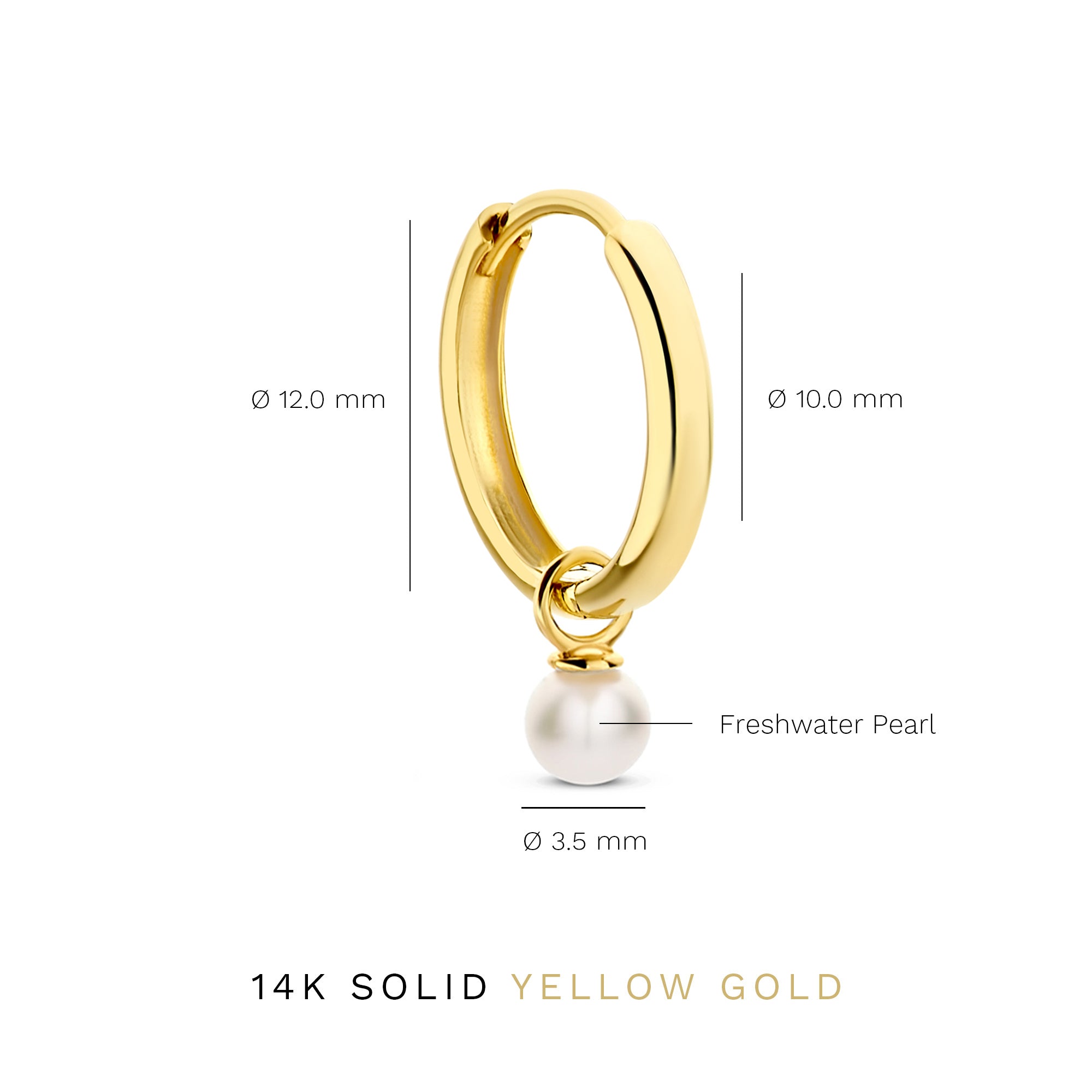 Belleville Luna 14 karat gold hoop earrings with freshwater pearl
