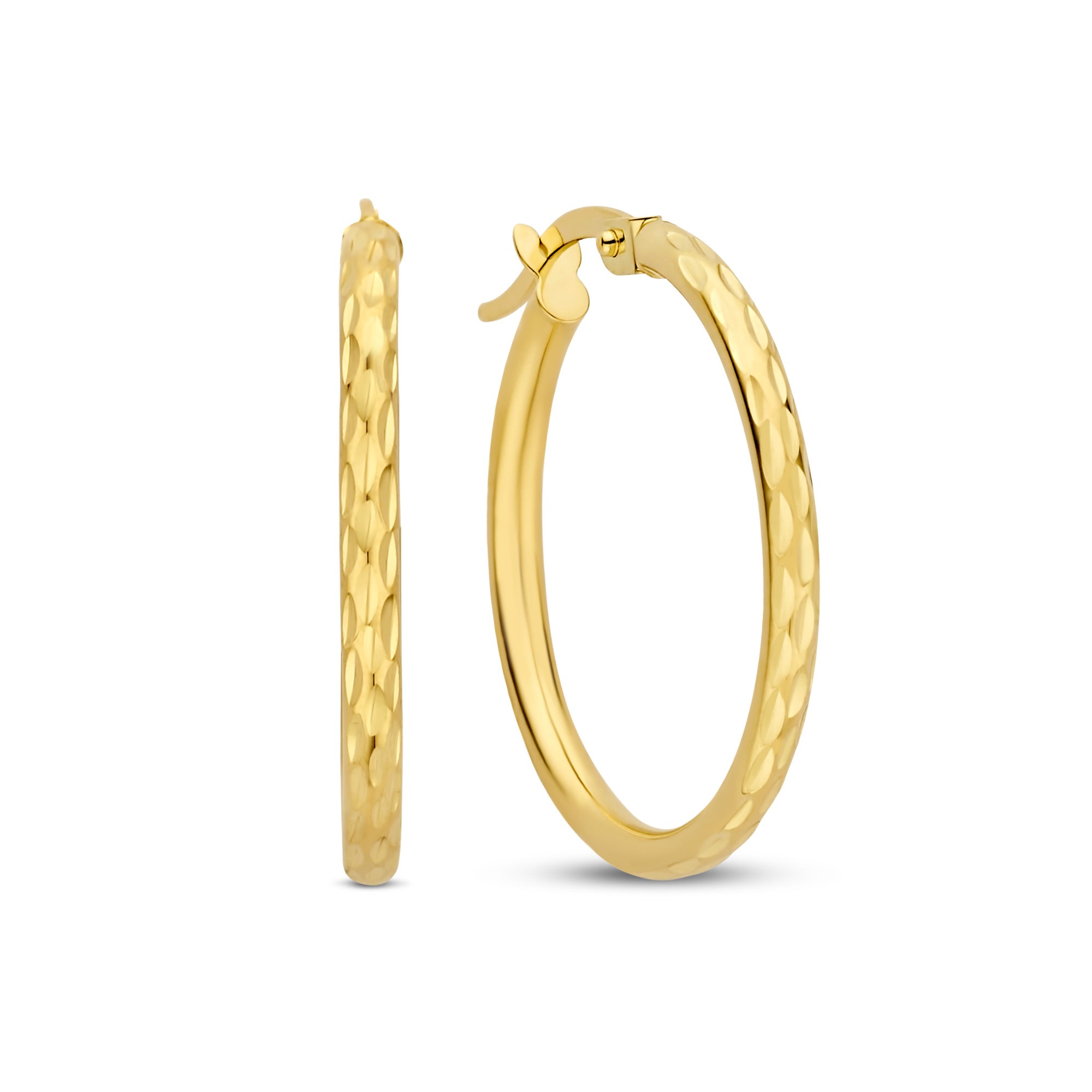 Rivoli Laura 14 karat gold hoop earrings with diamond cut