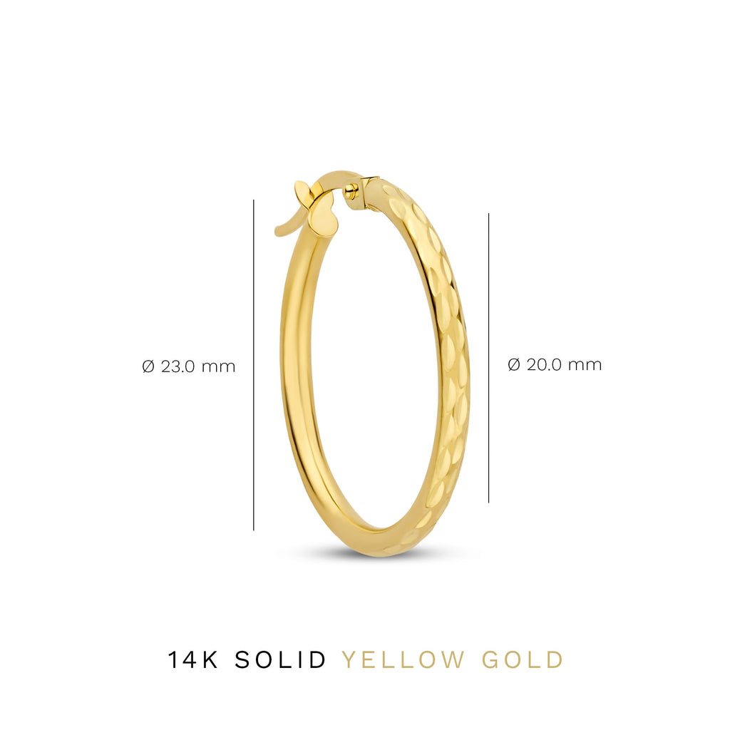 Rivoli Laura 14 karat gold hoop earrings with diamond cut