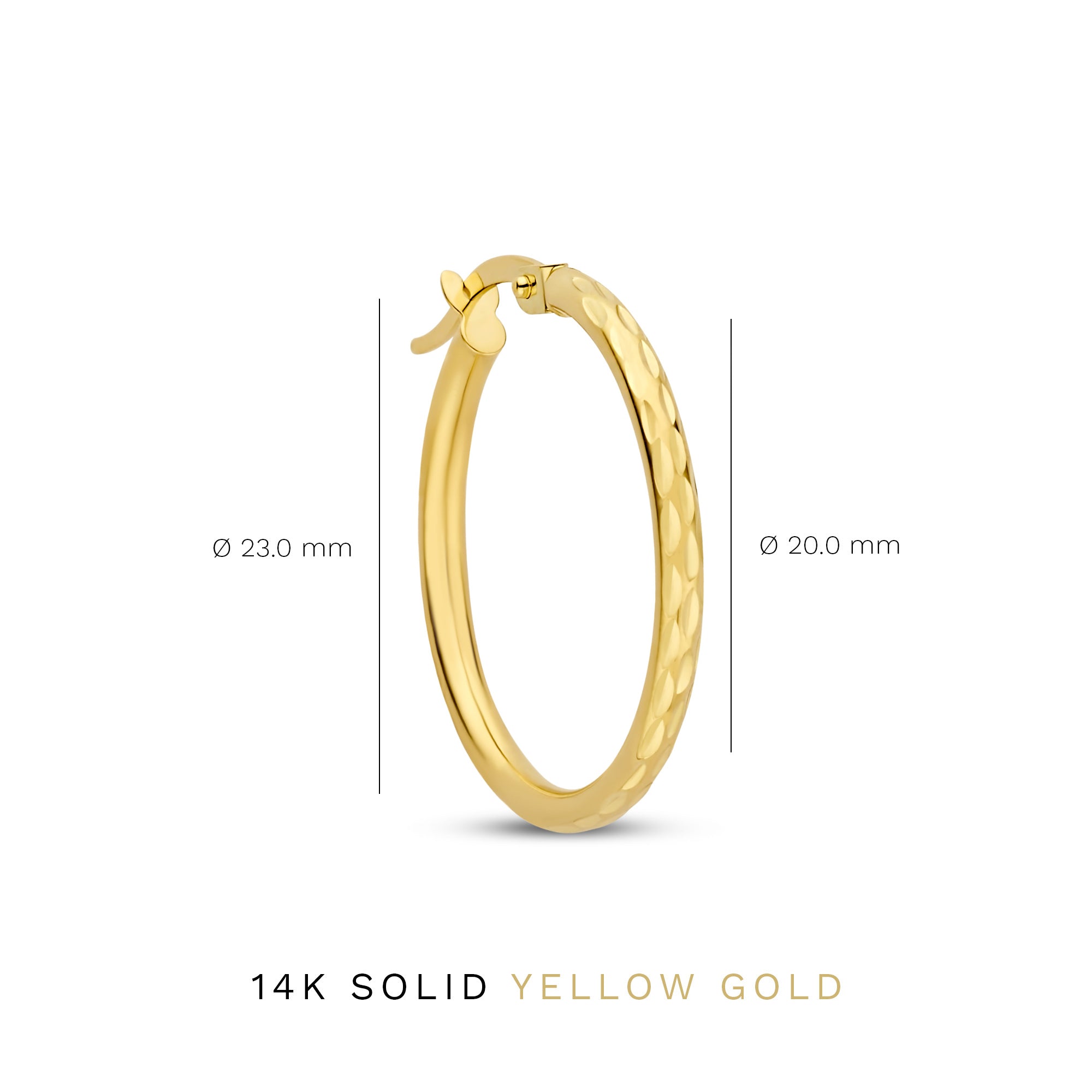 Rivoli Laura 14 karat gold hoop earrings with diamond cut