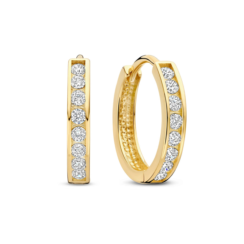 Le Marais Tiphaine 14 karat gold hoop earrings with zirconia stones