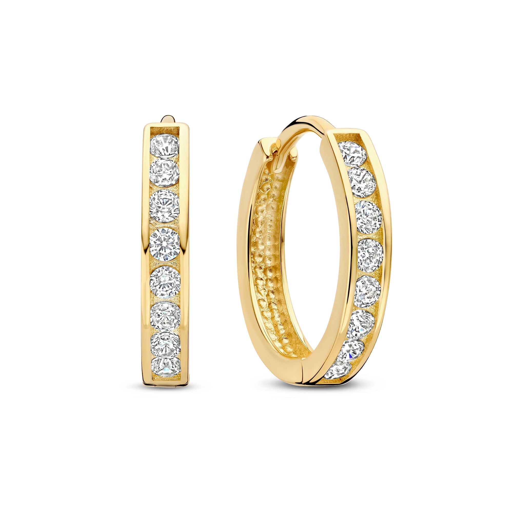 Le Marais Tiphaine 14 karat gold hoop earrings with zirconia stones