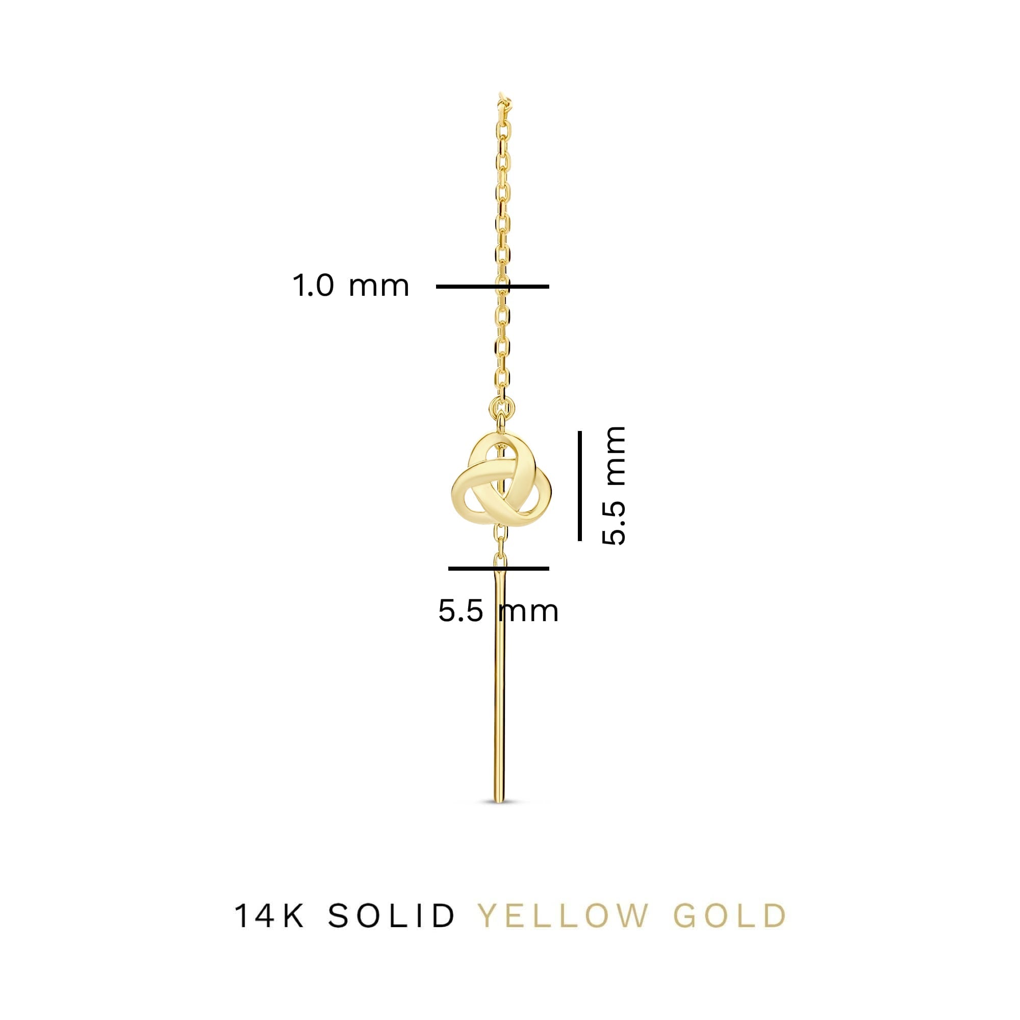 Rivoli Méline 14 karat gold pull through earrings with knot