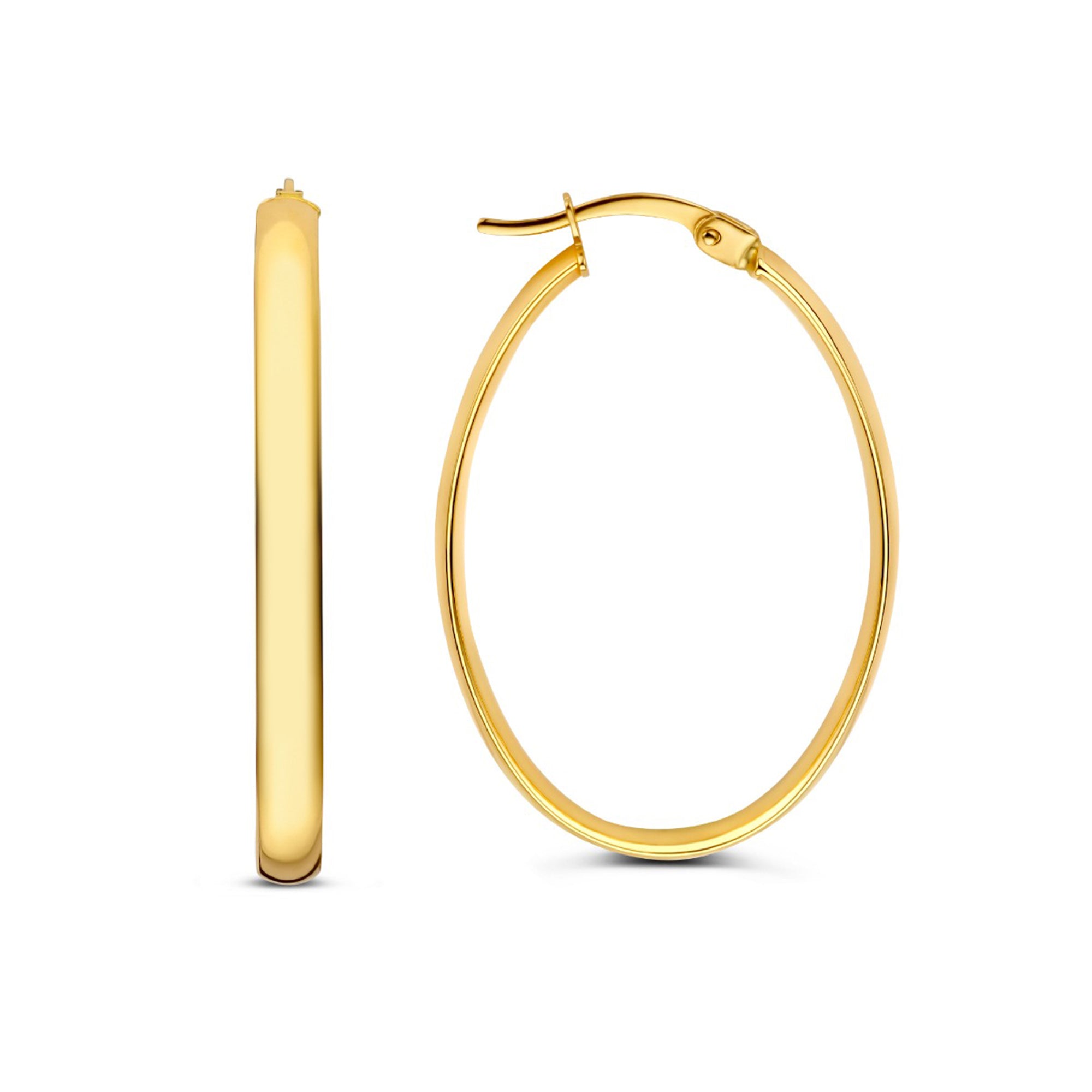 Rivoli Flori 14 karat gold oval hoop earrings (34 mm)