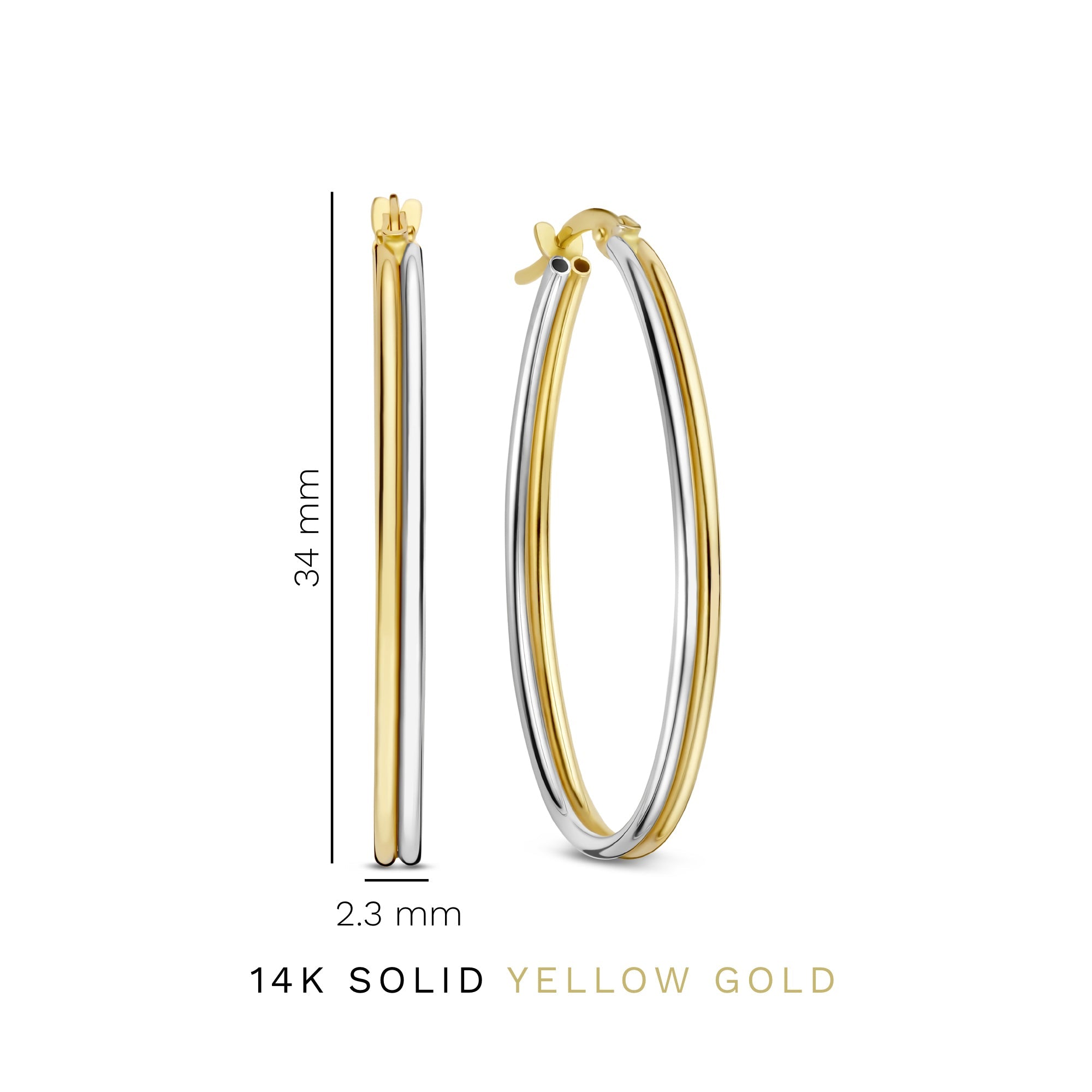 Rivoli Flori 14 karat gold hoop earrings (34 mm)