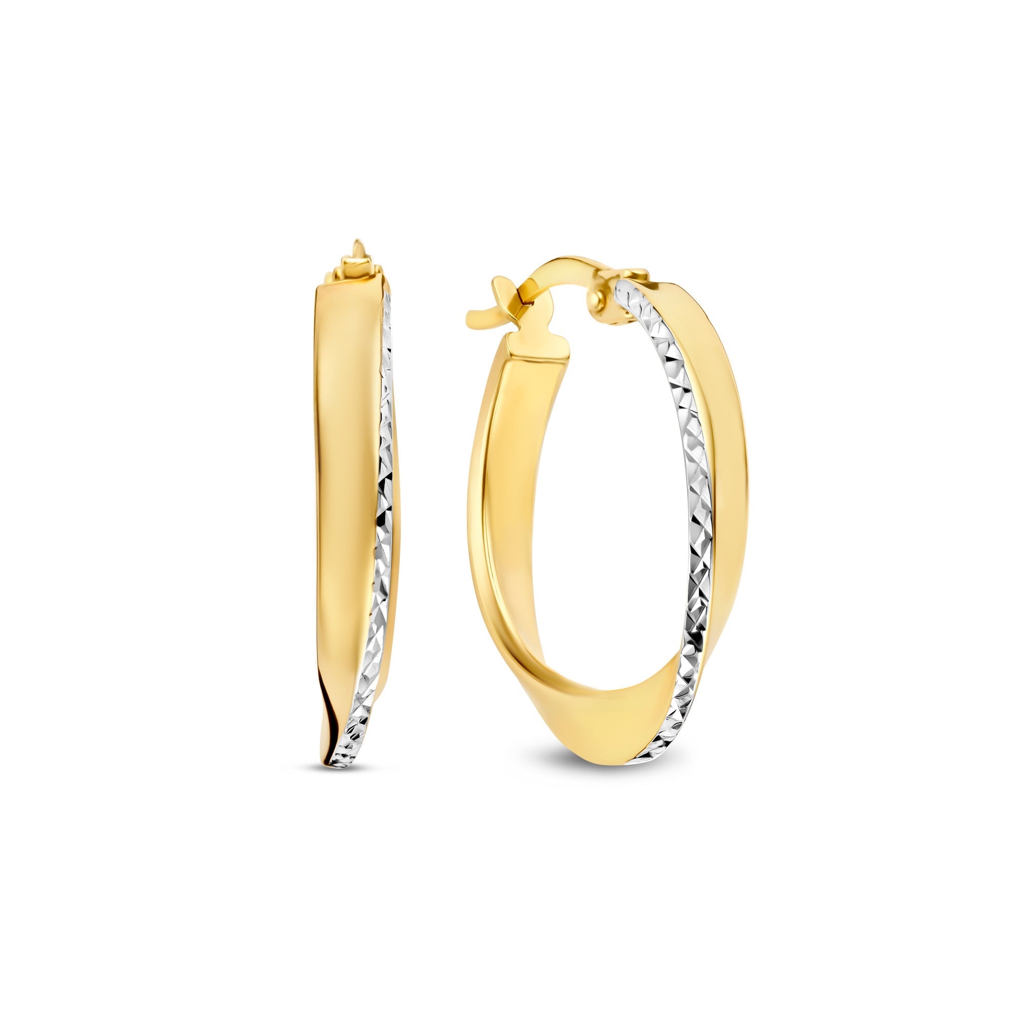 Rivoli Laura 14 karat gold hoop earrings with diamond cut (20 mm)