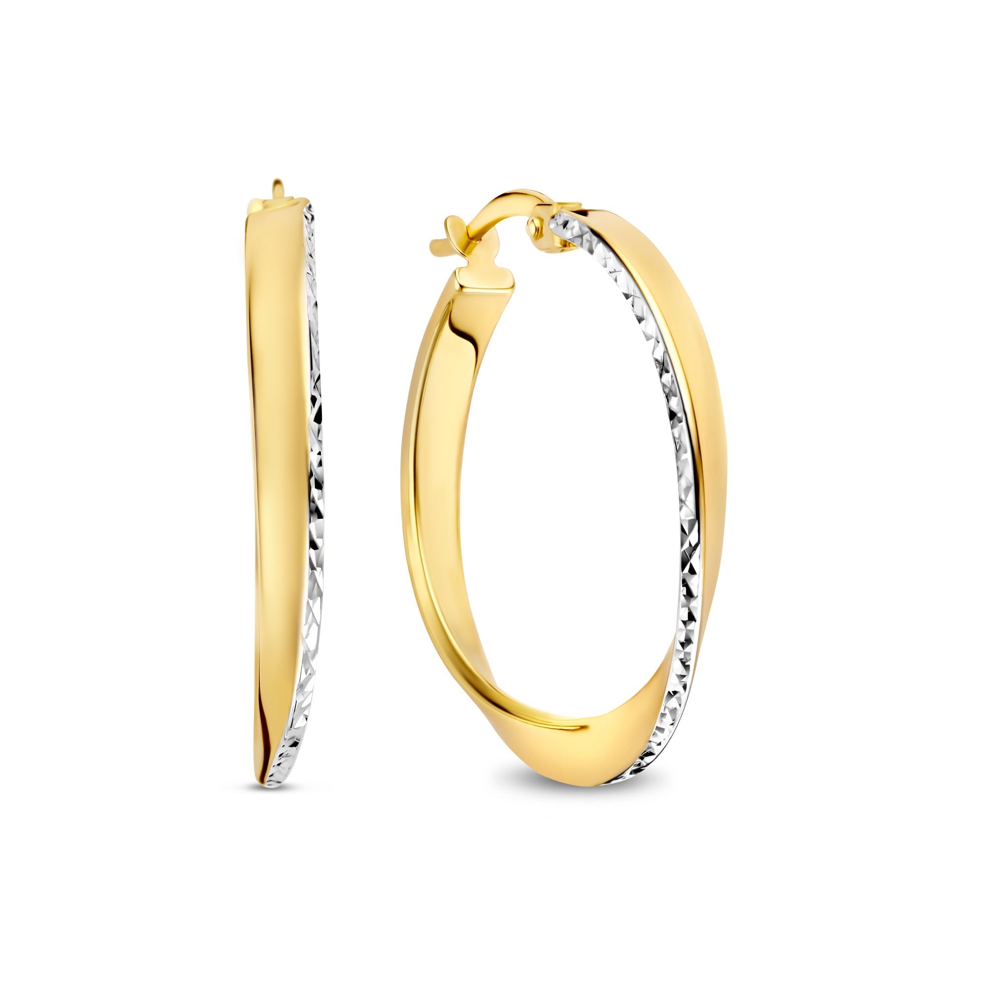 Rivoli Laura 14 karat gold hoop earrings with diamond cut (24 mm)