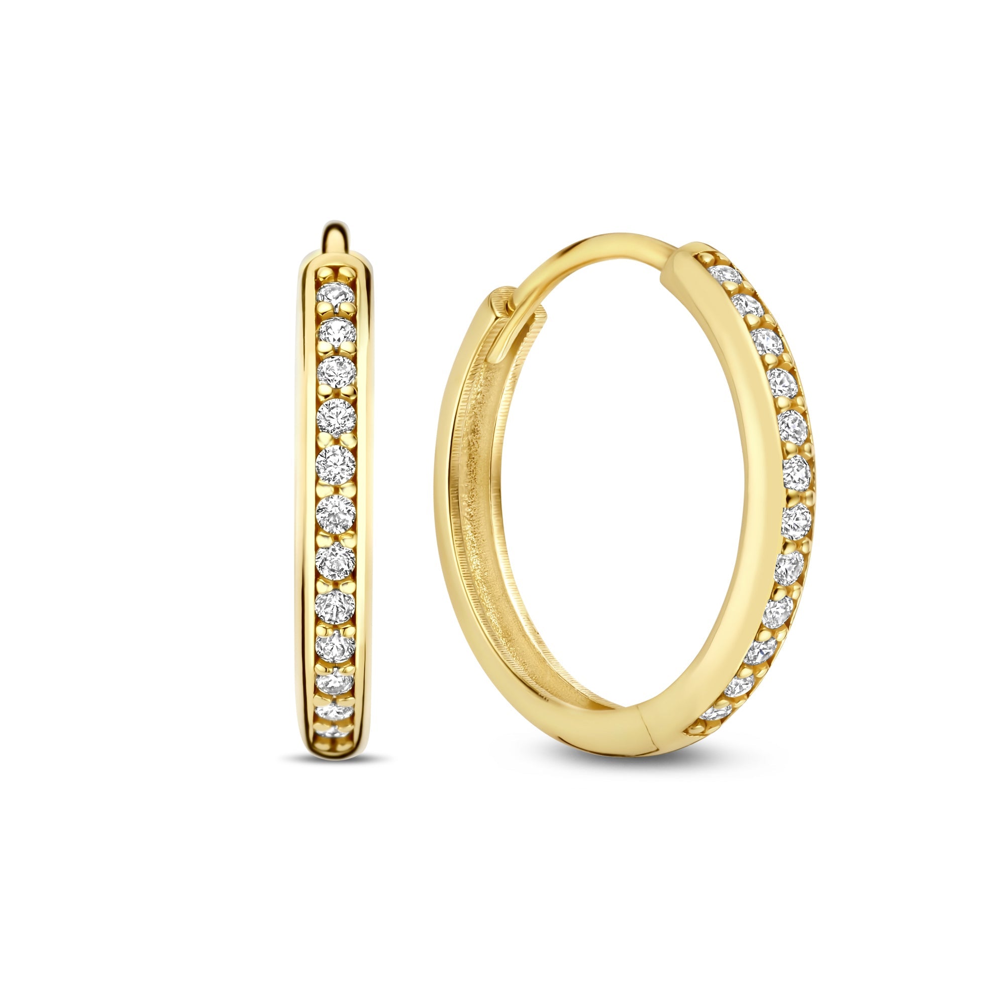 Le Marais Merle 14 karat gold hoop earrings with zirconia (15 mm)