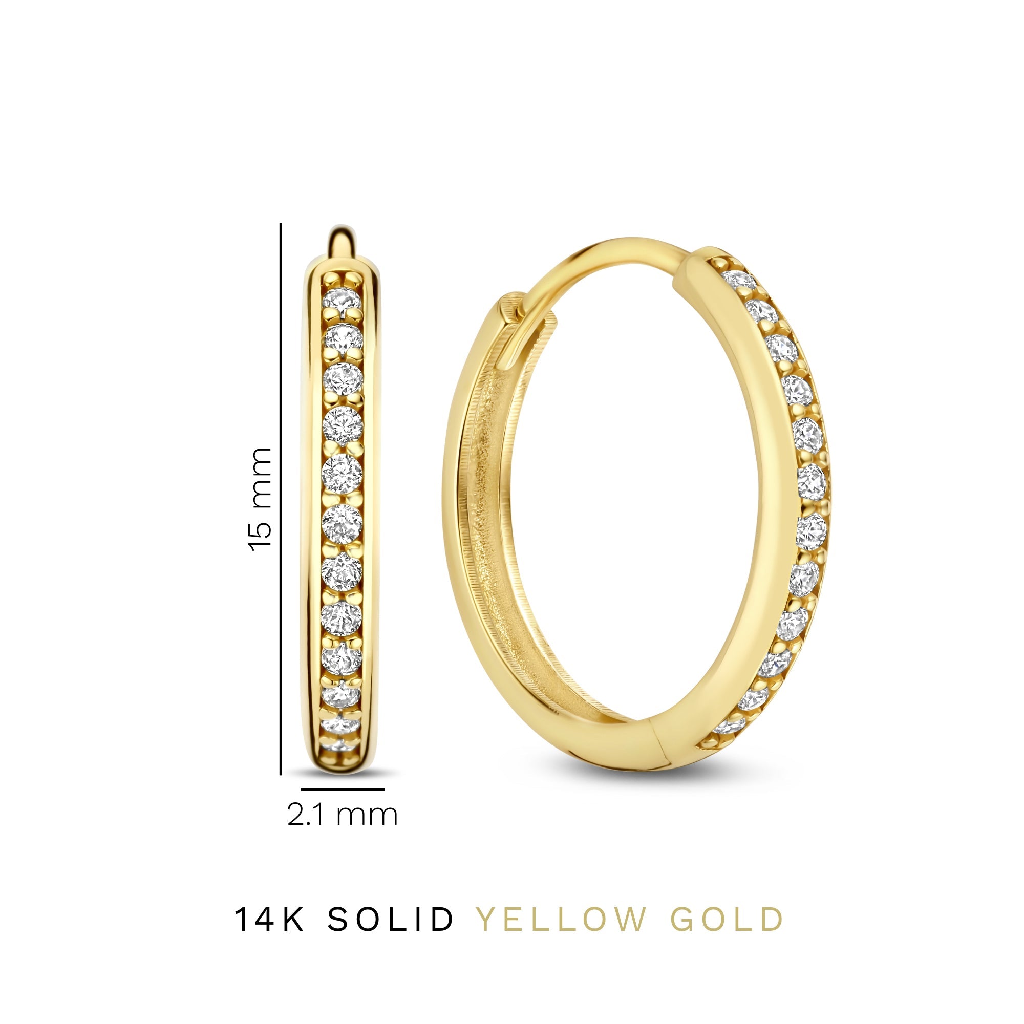 Le Marais Merle 14 karat gold hoop earrings with zirconia (15 mm)