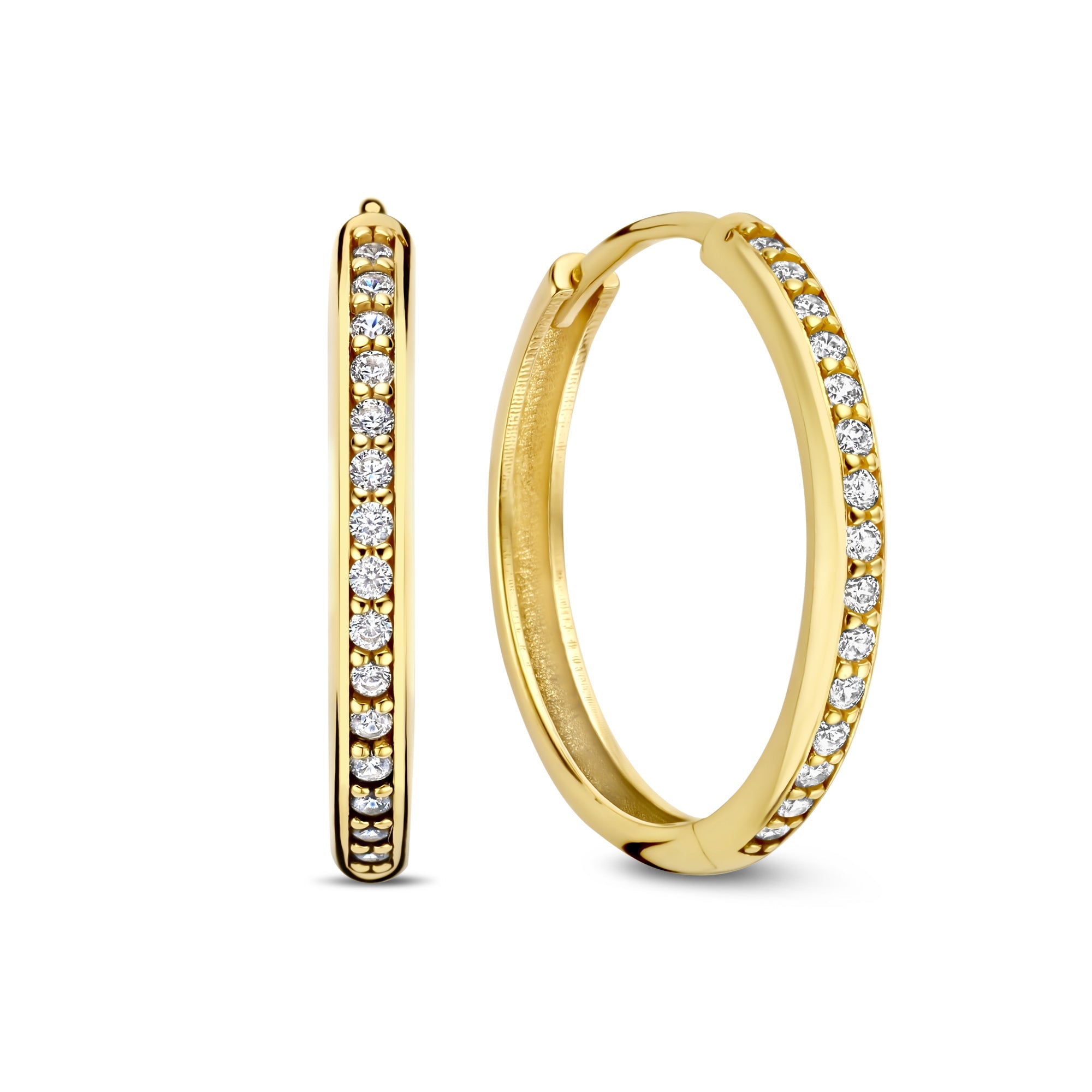Le Marais Merle 14 karat gold hoop earrings with zirconia (17.5 mm)