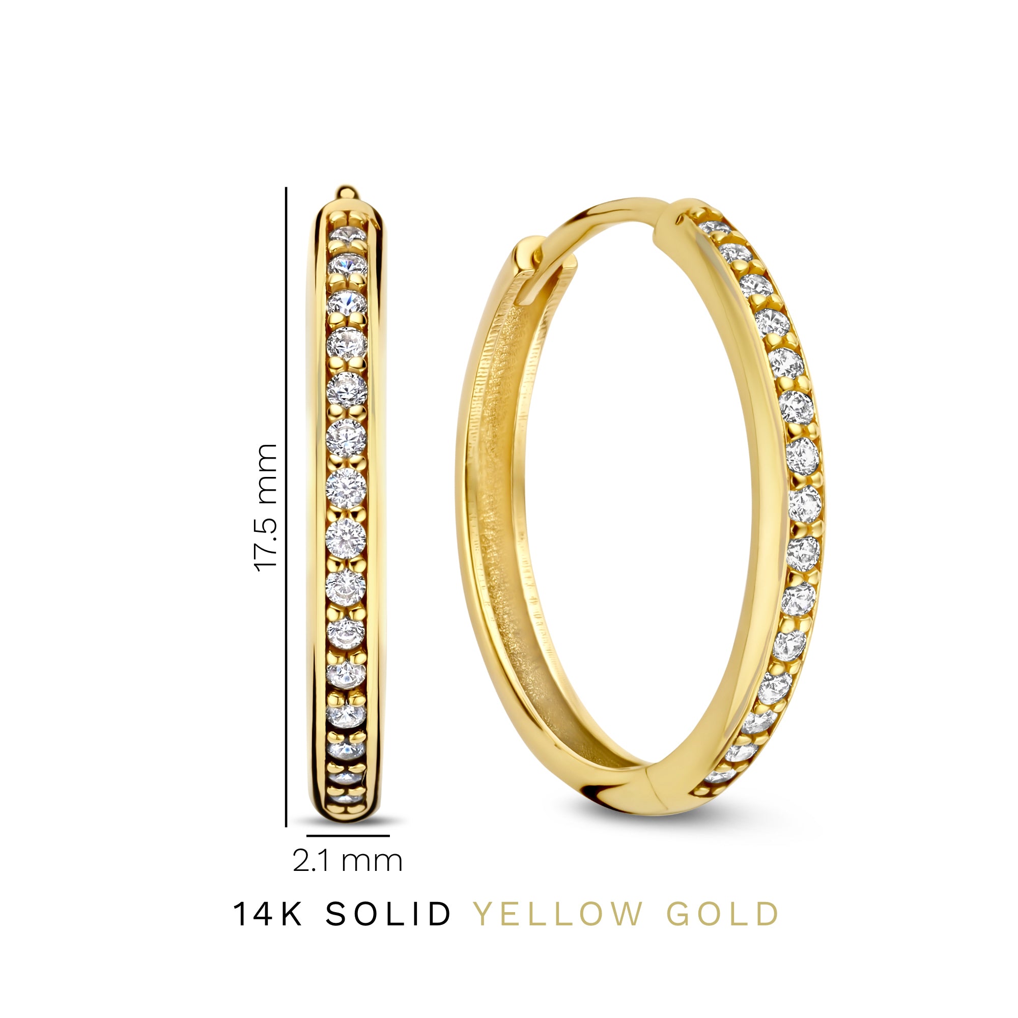 Le Marais Merle 14 karat gold hoop earrings with zirconia (17.5 mm)