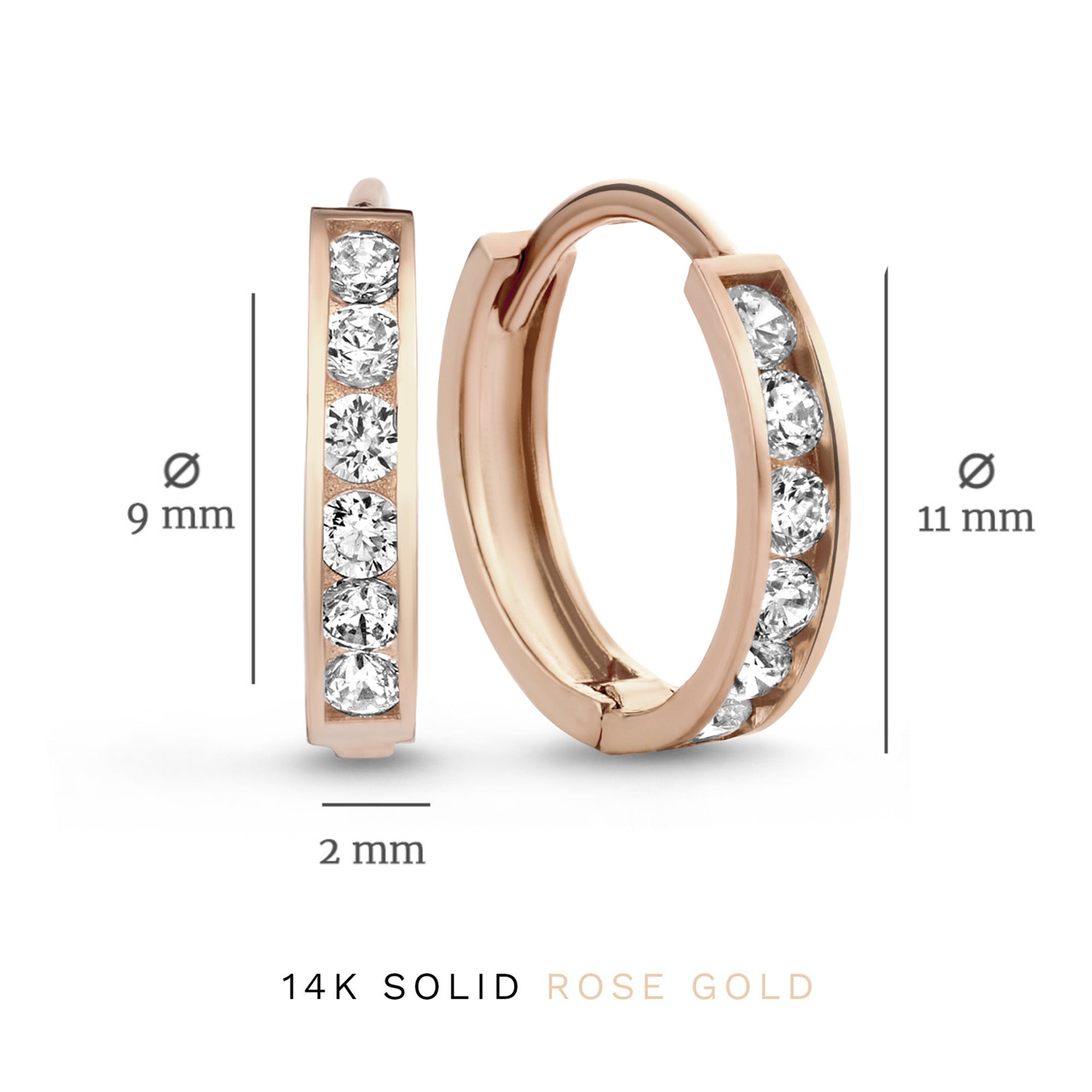 Cadeau d'Isabel 14 karat rose gold earring set with zirconia stones