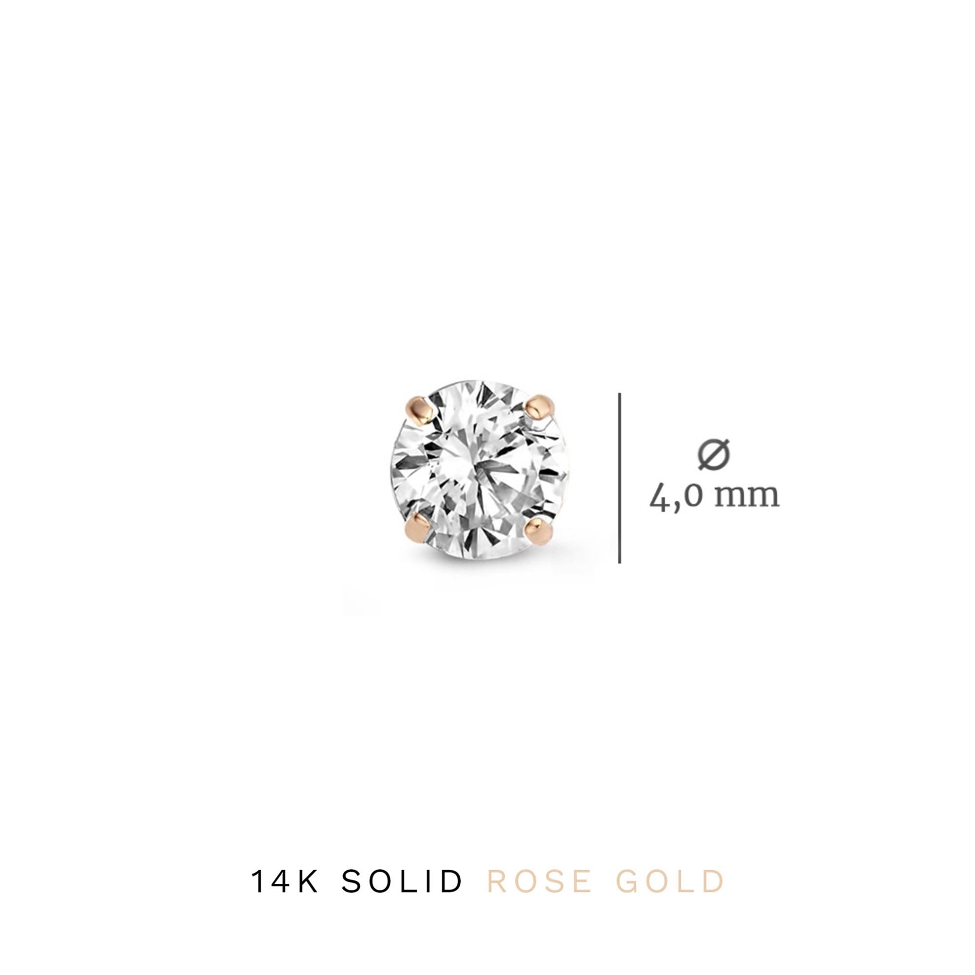 Cadeau d'Isabel 14 karat rose gold earring set with zirconia stones