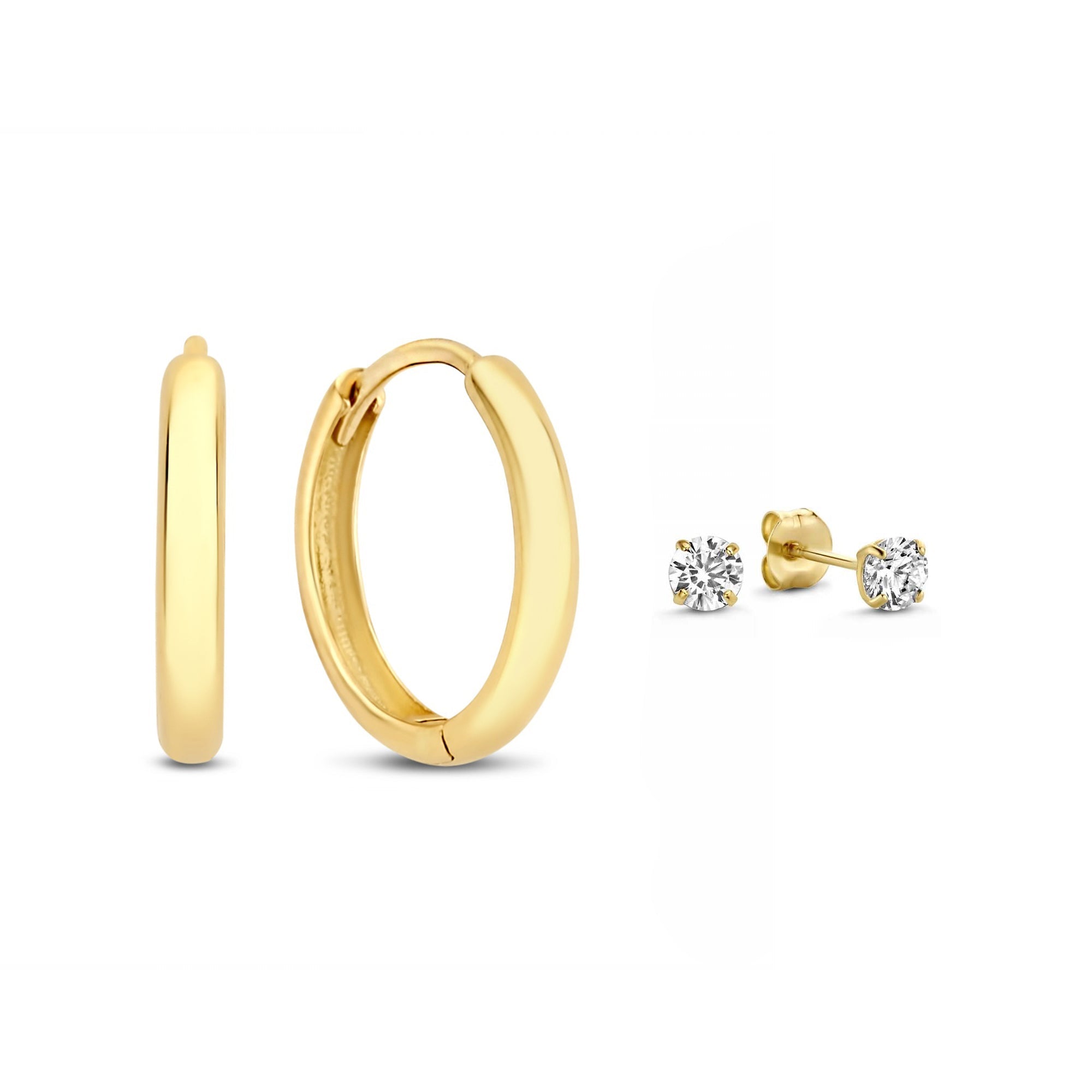 Cadeau d'Isabel 14 karat gold earring set with zirconia stones
