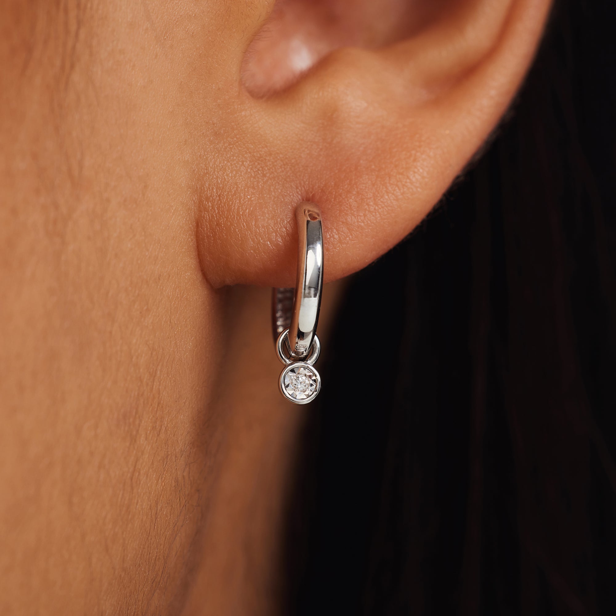 De la Paix Inaya 14 karat white gold earrings with diamond 0.02 ct