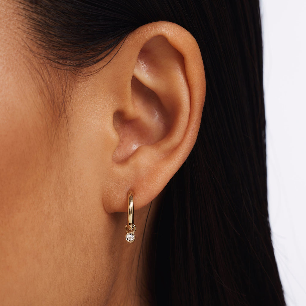 De la Paix Inaya 14 karat gold hoop earrings with diamond 0.02 carat