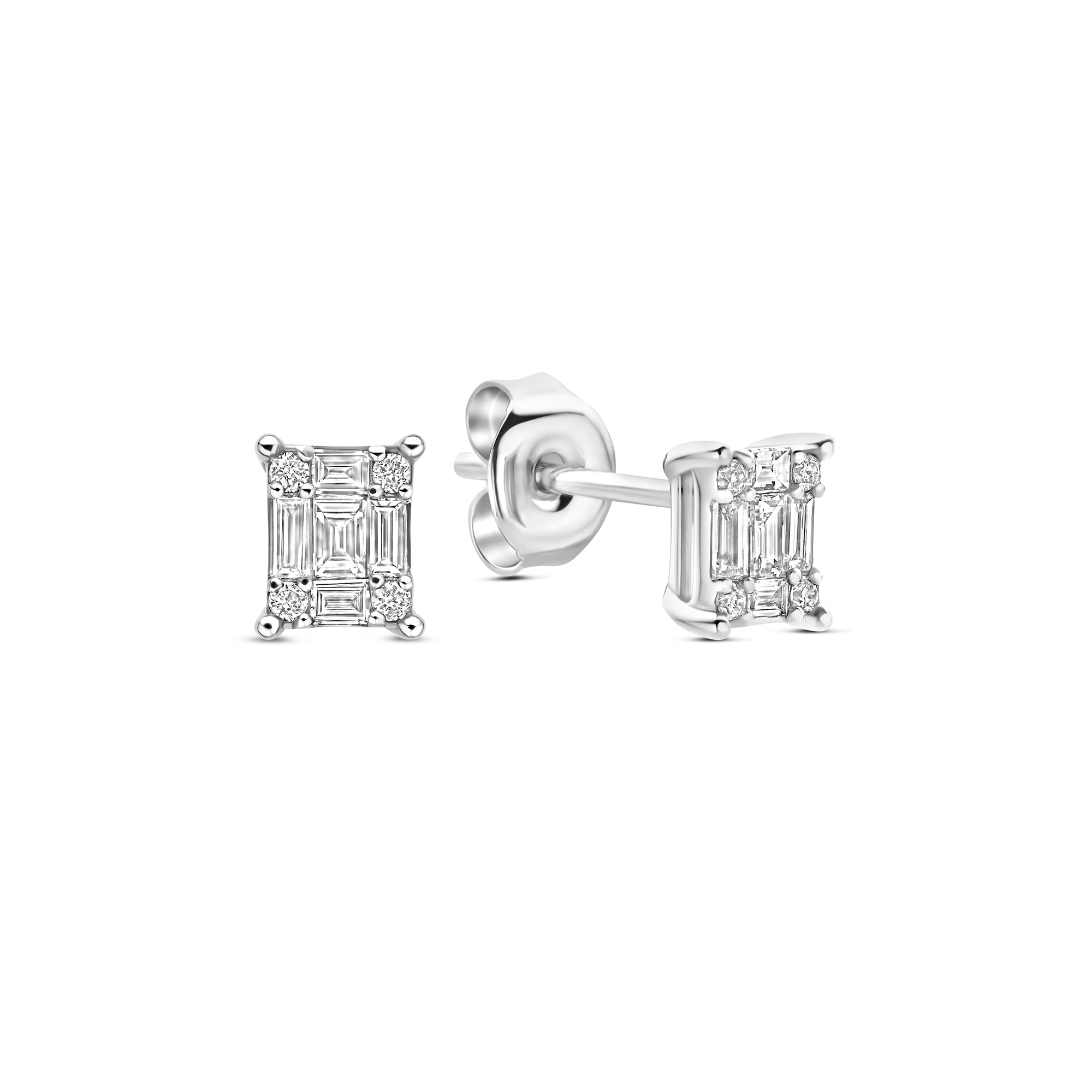 De la Paix Maxime 14 karat white gold ear studs with diamond 0.22 ct