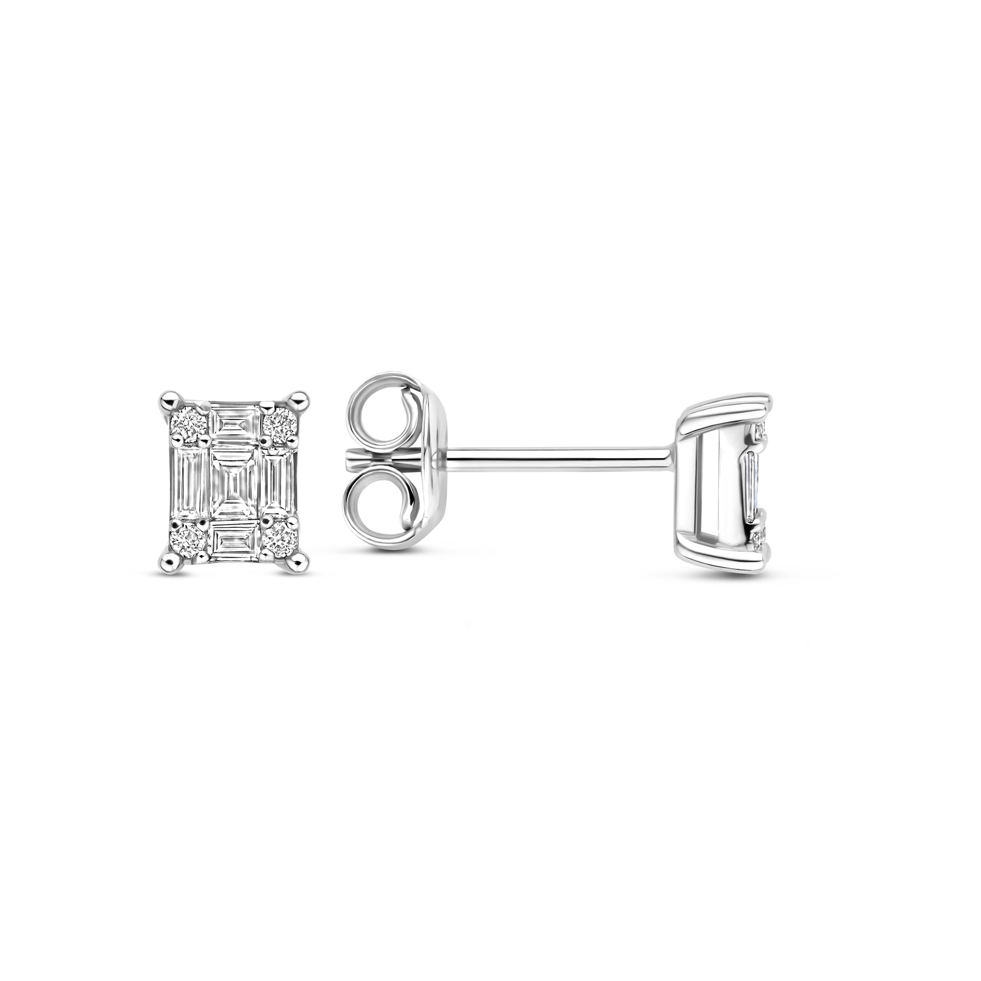 De la Paix Maxime 14 karat white gold ear studs with diamond 0.22 ct