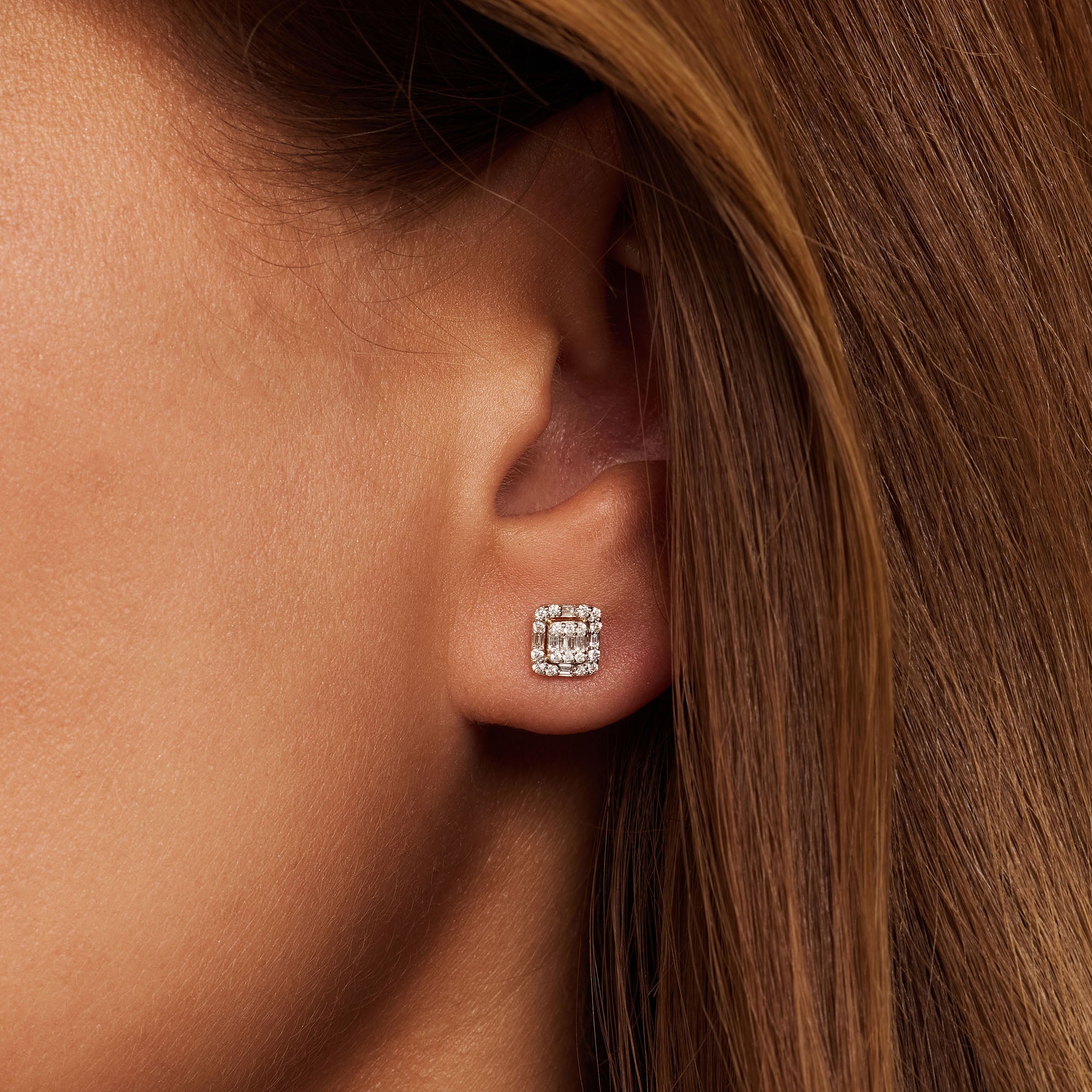De la Paix Elena 14 karat gold stud ear studs with diamond 0.25 carat