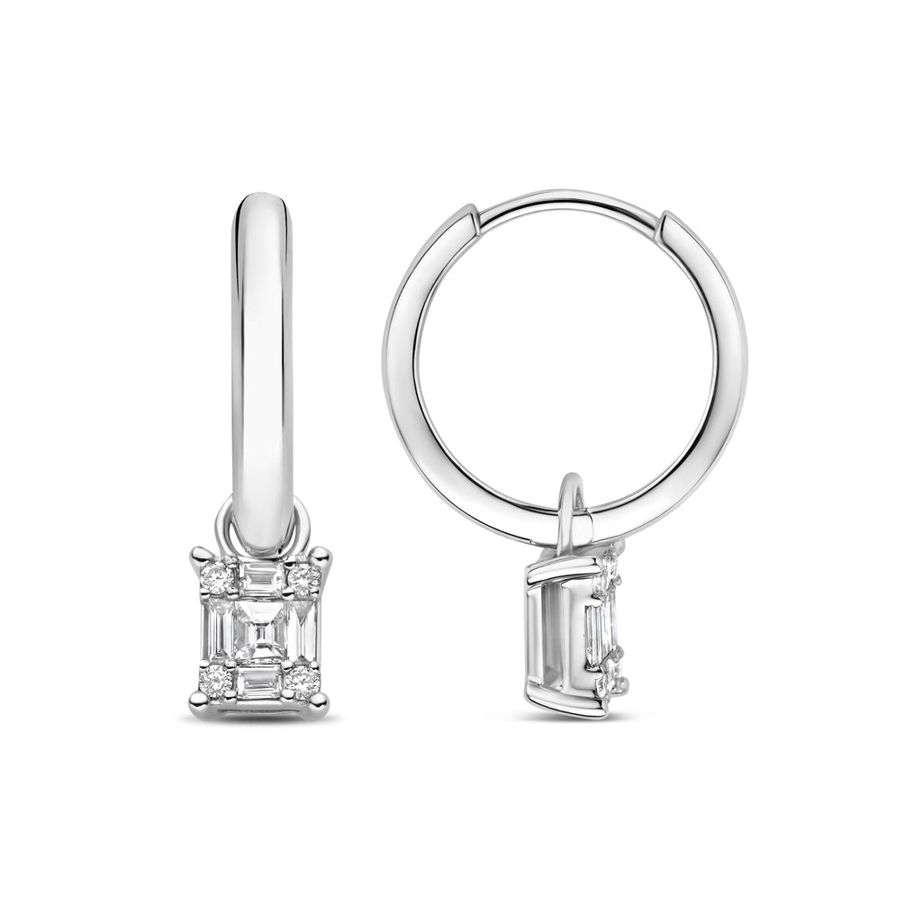 De la Paix Maxime 14 karat whitegold ear stud with diamond 0.24 carat