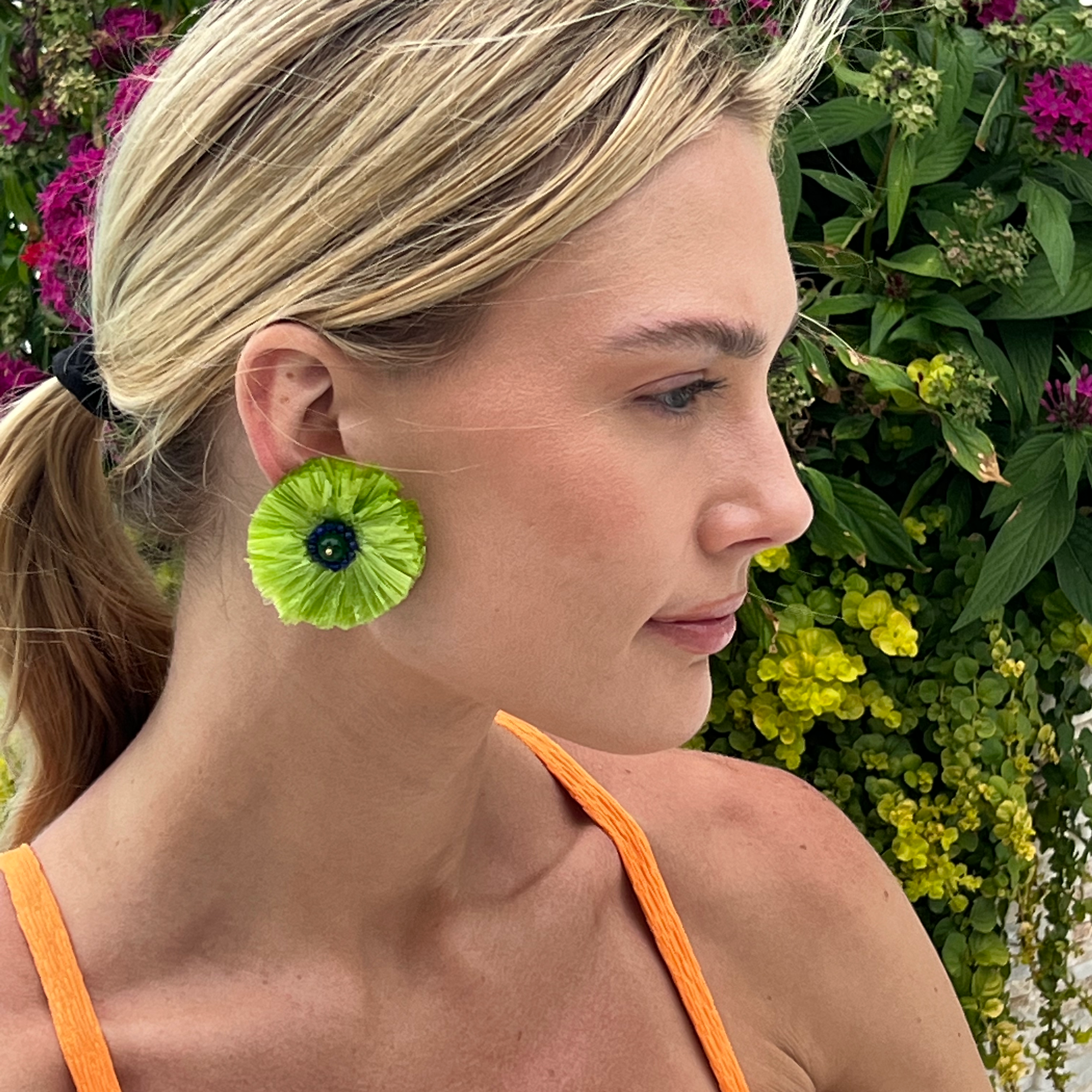 Bougainvillea Button Earrings