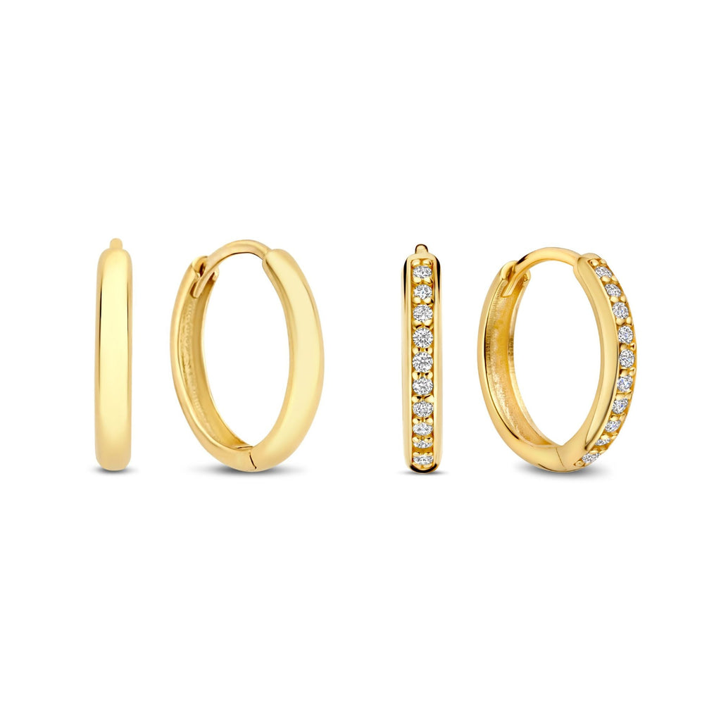 Cadeau d'Isabel 14 karat gold earring set with zirconia