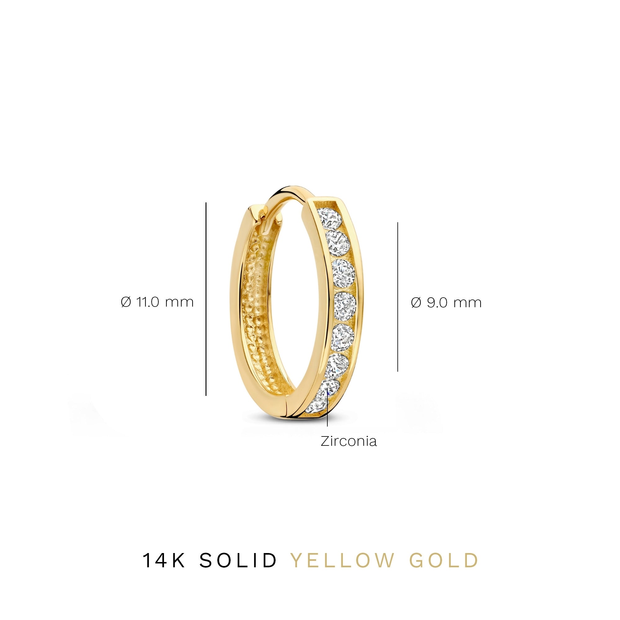 Le Marais Tiphaine 14 karat gold hoop earrings with zirconia stones